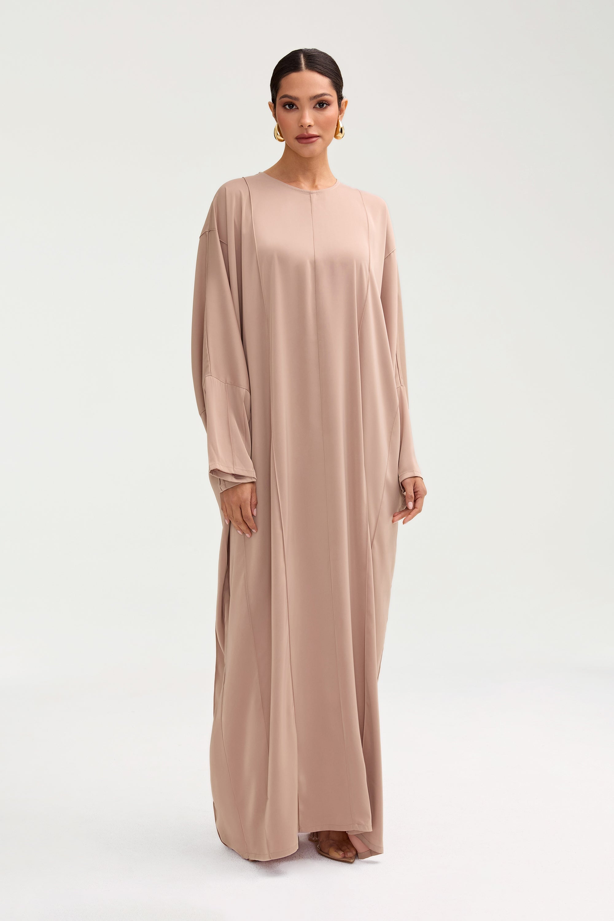 Sidrah Satin Kaftan - Creme Caramel Clothing Veiled