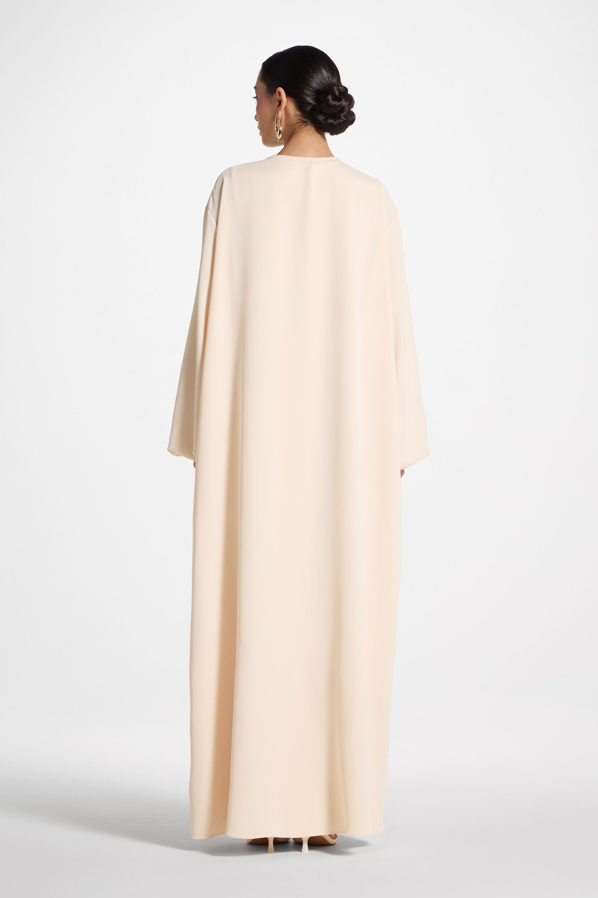 Signature Balloon Sleeve Open Abaya - Custard Abayas Veiled