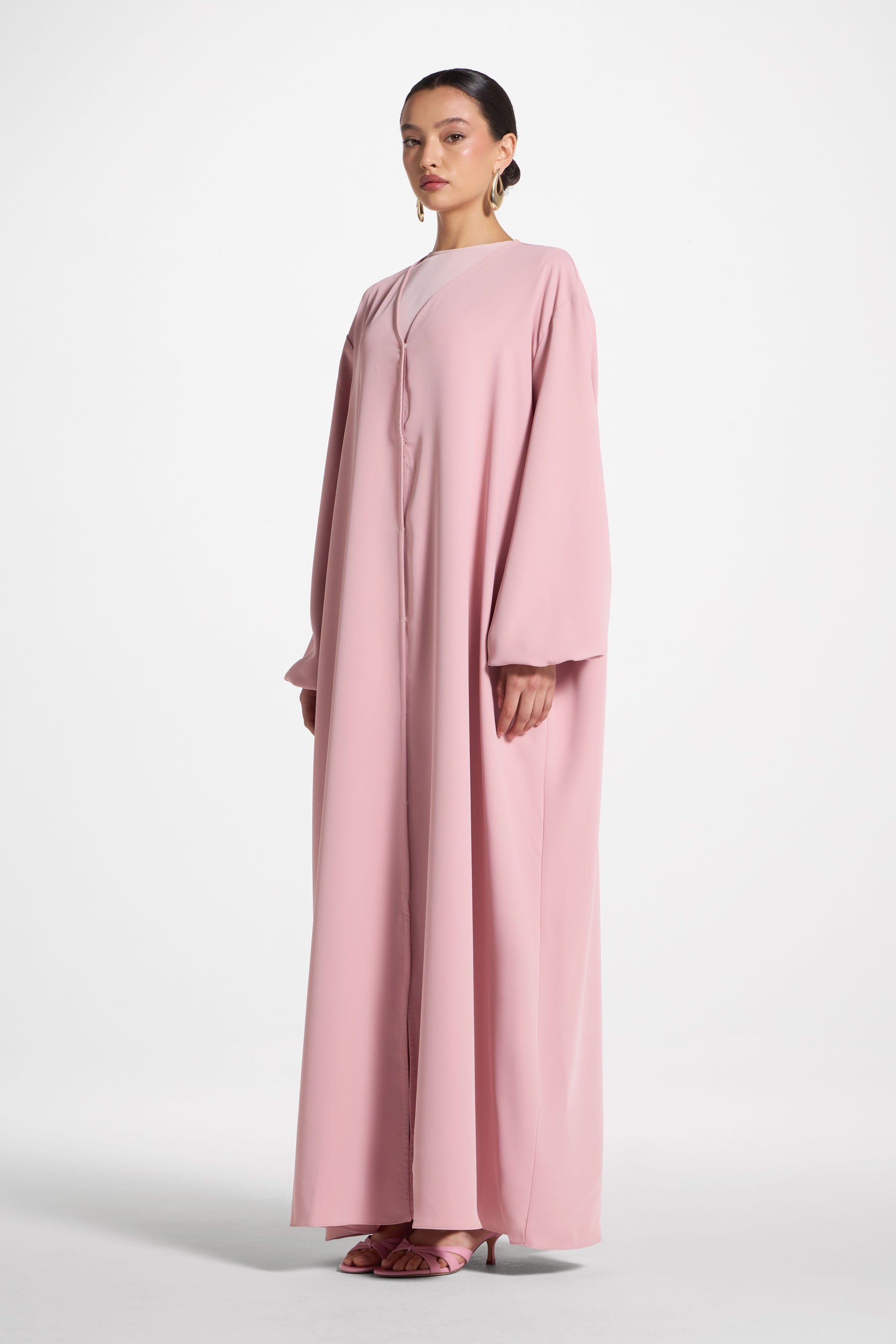Signature Balloon Sleeve Open Abaya - Dark Pink Abayas Veiled