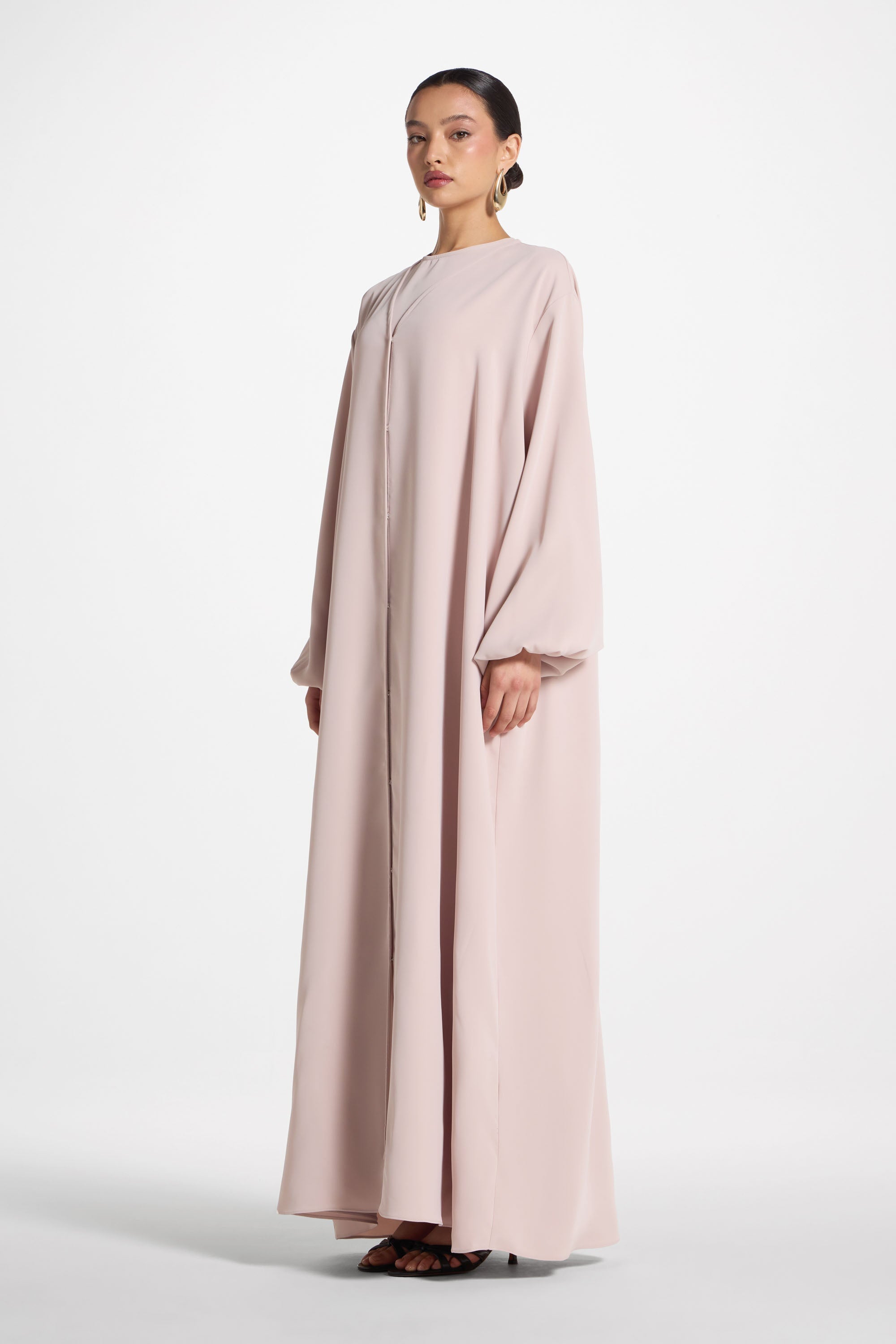 Signature Balloon Sleeve Open Abaya - Mink Abayas Veiled