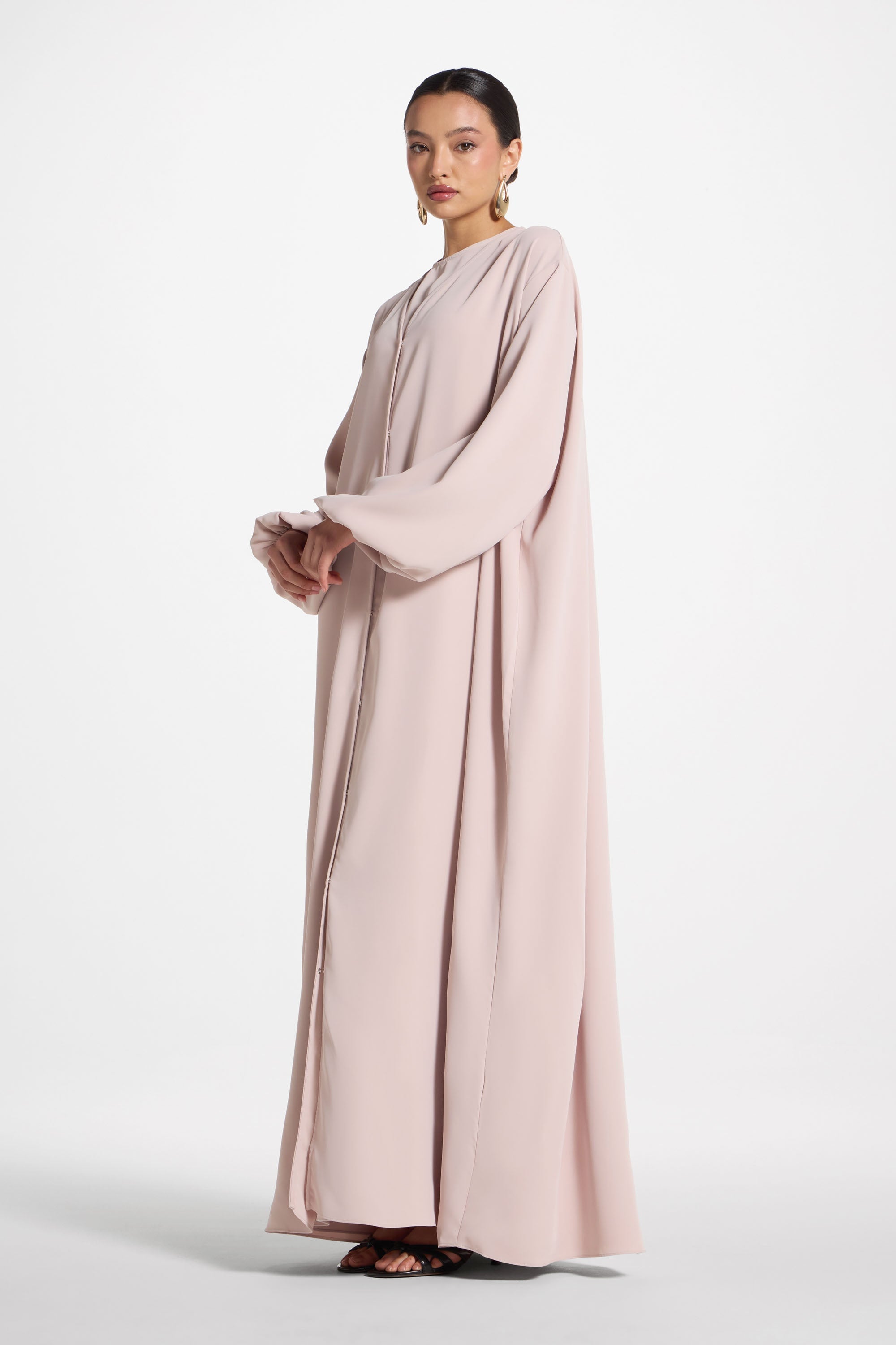 Signature Balloon Sleeve Open Abaya - Mink Abayas Veiled