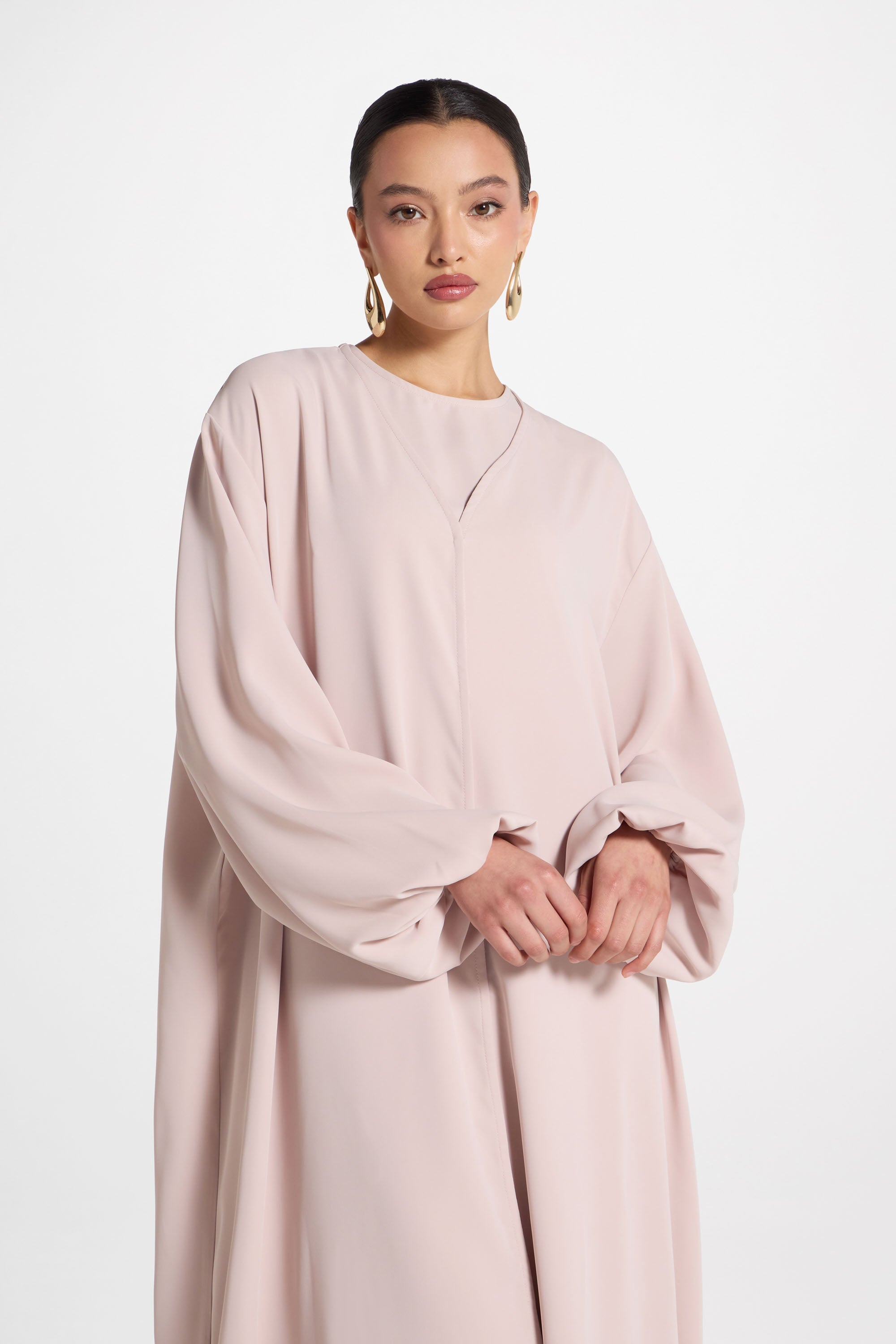 Signature Balloon Sleeve Open Abaya - Mink Abayas Veiled