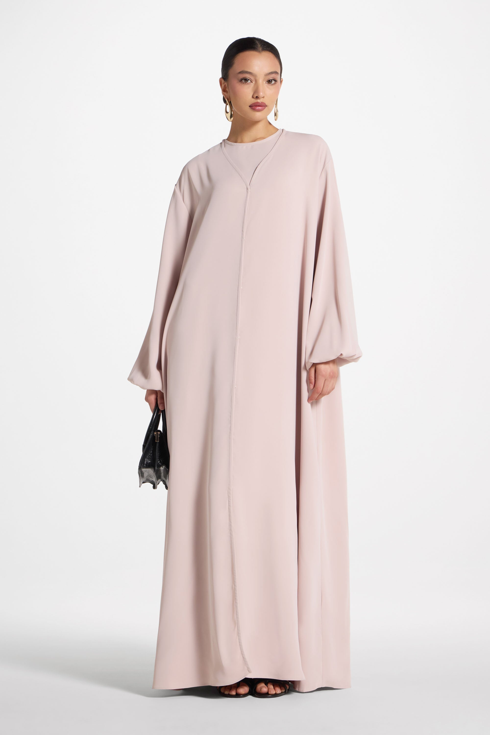 Signature Balloon Sleeve Open Abaya - Mink Abayas Veiled