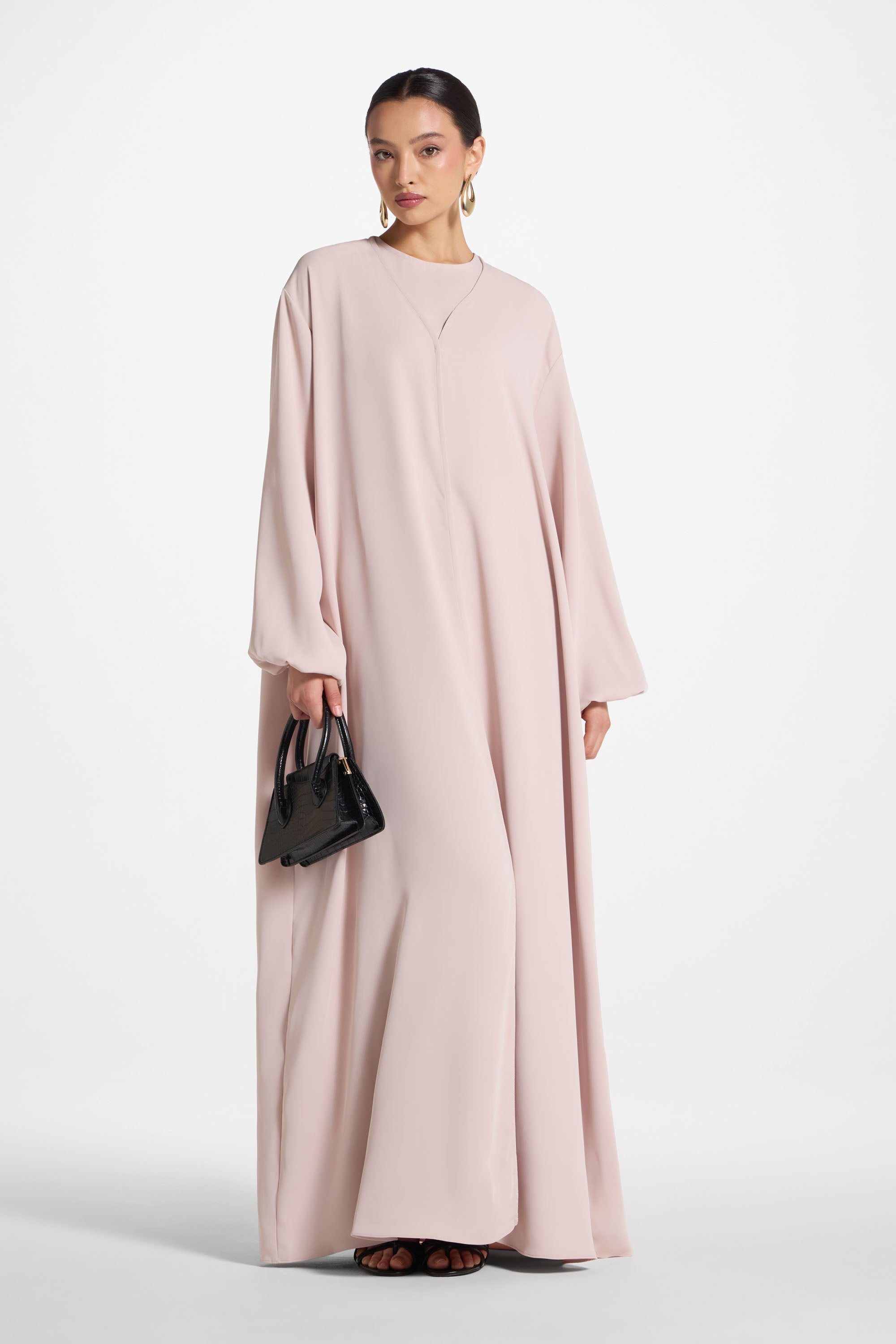 Signature Balloon Sleeve Open Abaya - Mink Abayas Veiled
