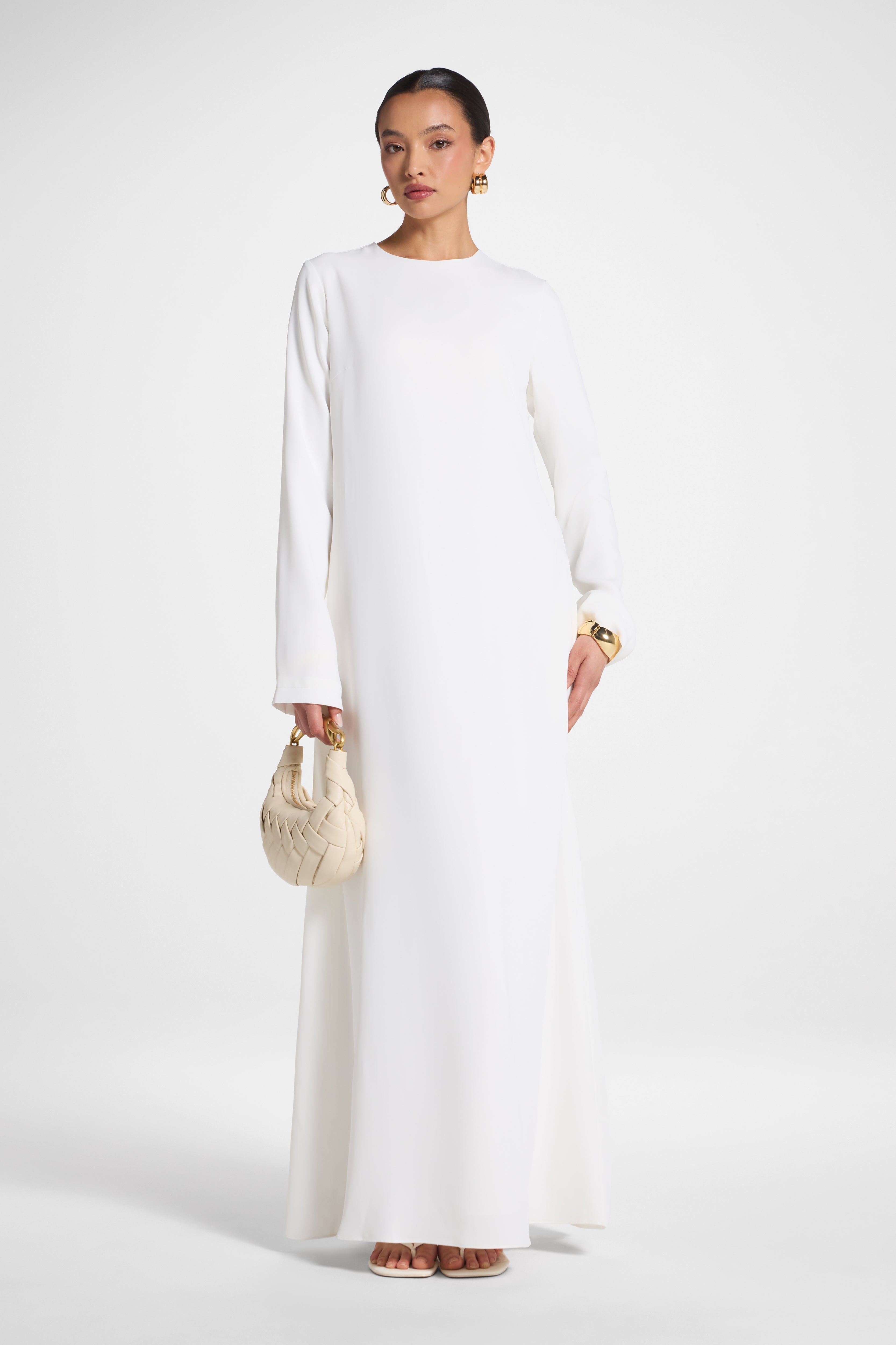Signature Inner Maxi Dress - White Abayas Veiled