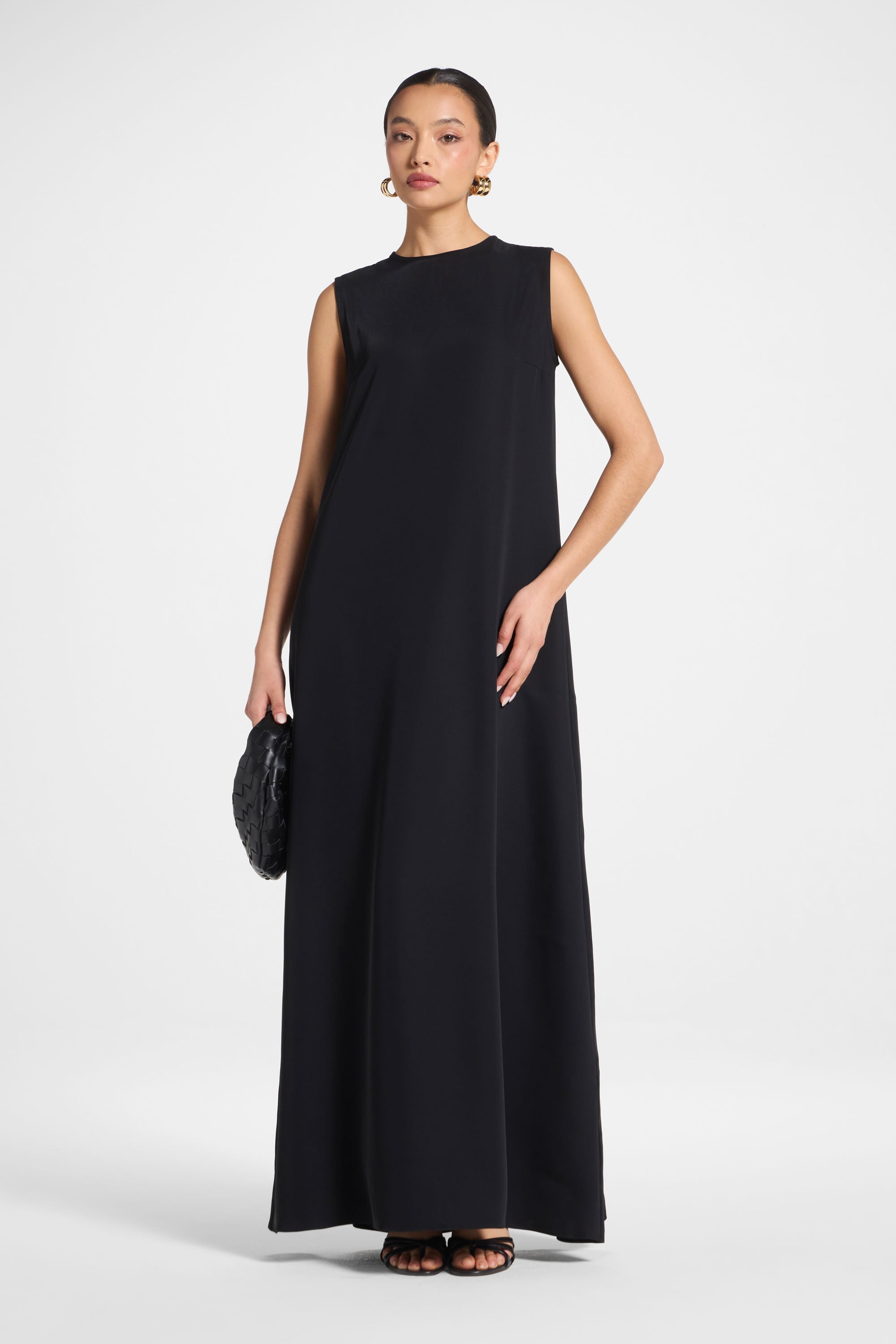 black inner dress Signature Sleeveless Maxi WOVEN SOLID Size:EU 41 / US 9.5-10 Pink Black Satin Plus and accessories