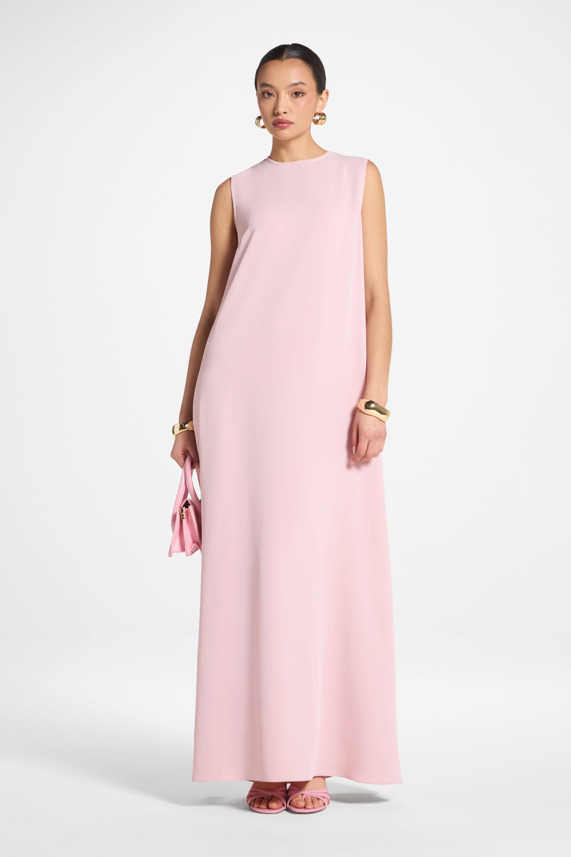 Signature Sleeveless Inner Maxi Dress - Pastel Pink Abayas Veiled