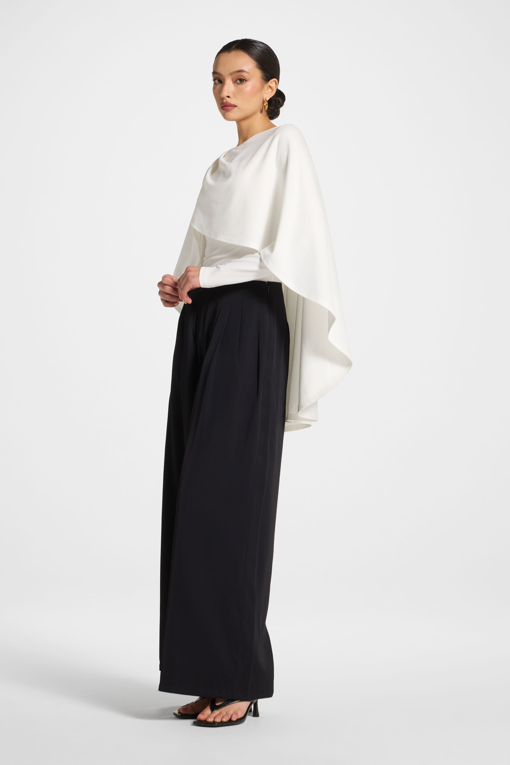 Signature Stretch Cape Bodysuit - White Abayas Veiled