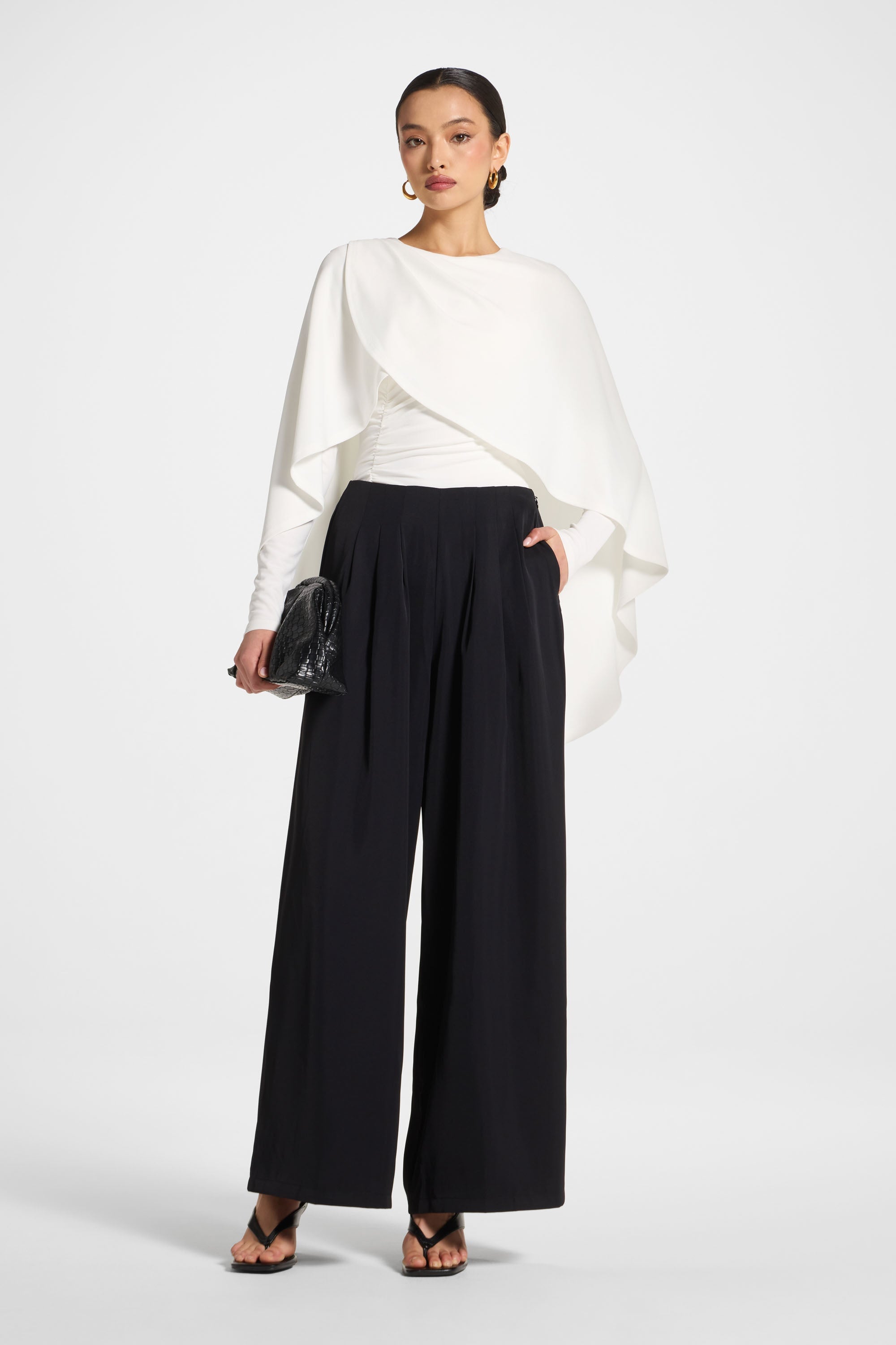 Signature Stretch Cape Bodysuit - White Abayas Veiled