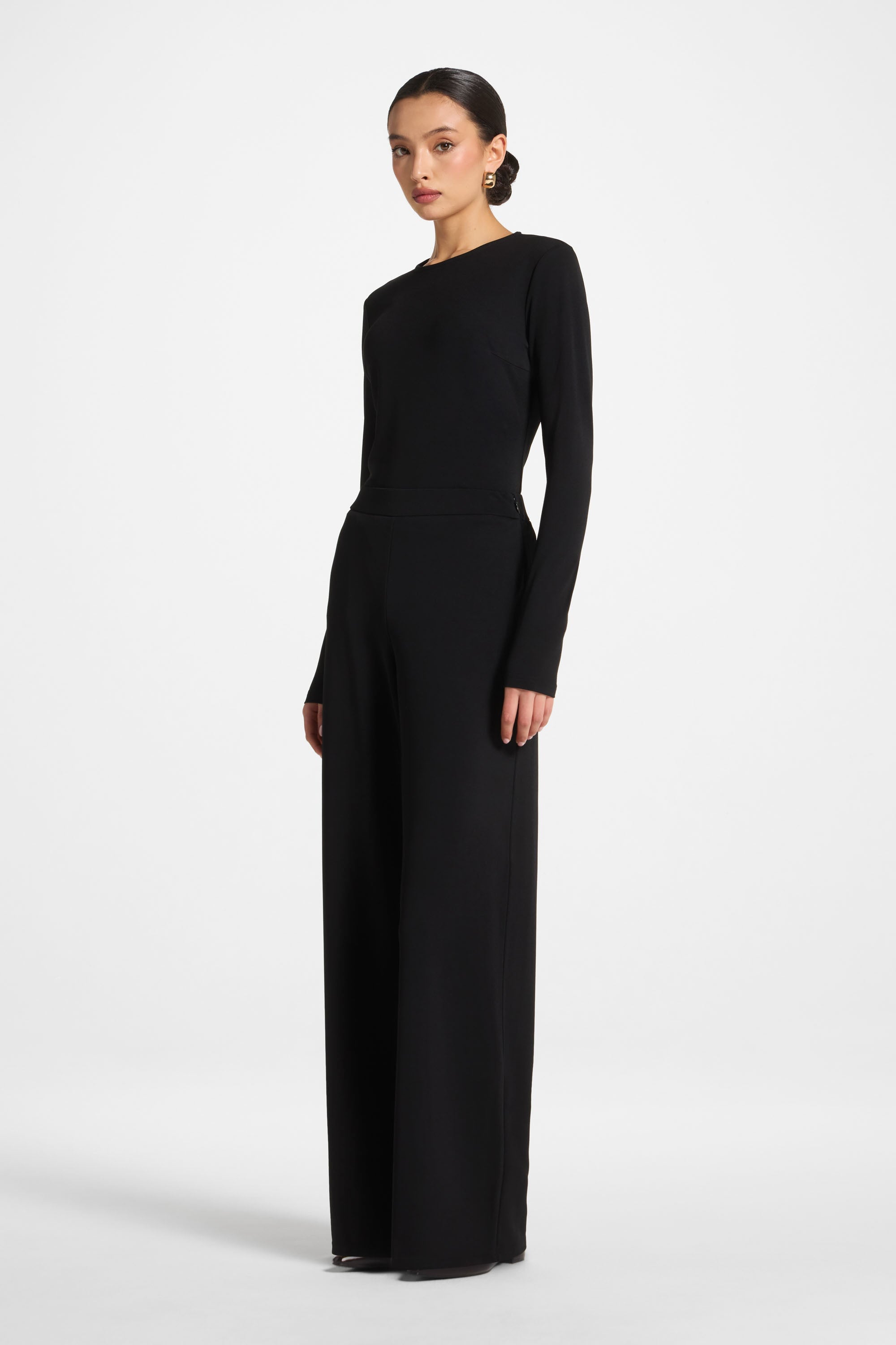 Signature Stretch Wide Leg Pants - Black Abayas Veiled