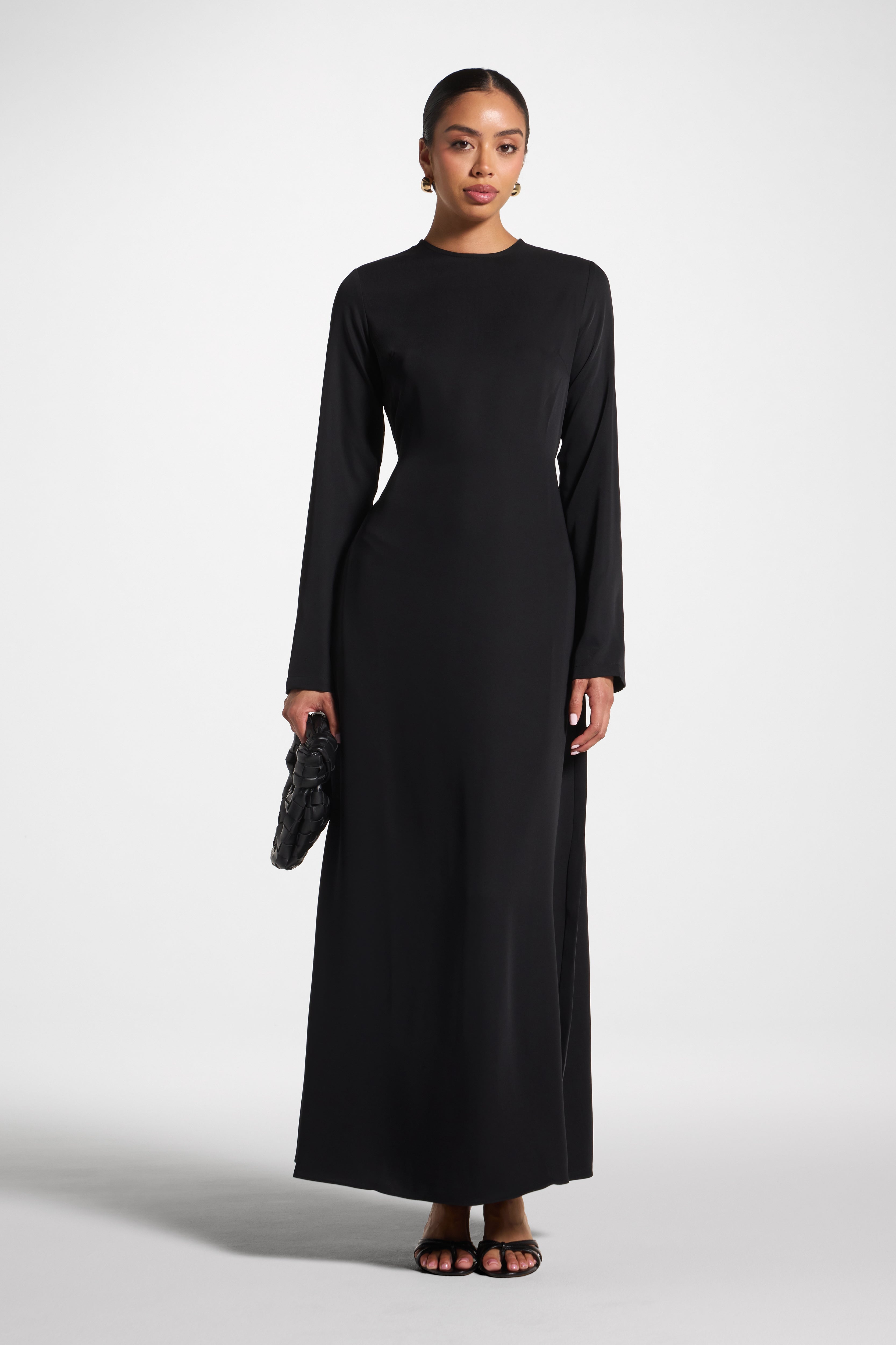 Signature Tie Back Maxi Dress - Black Abayas Veiled