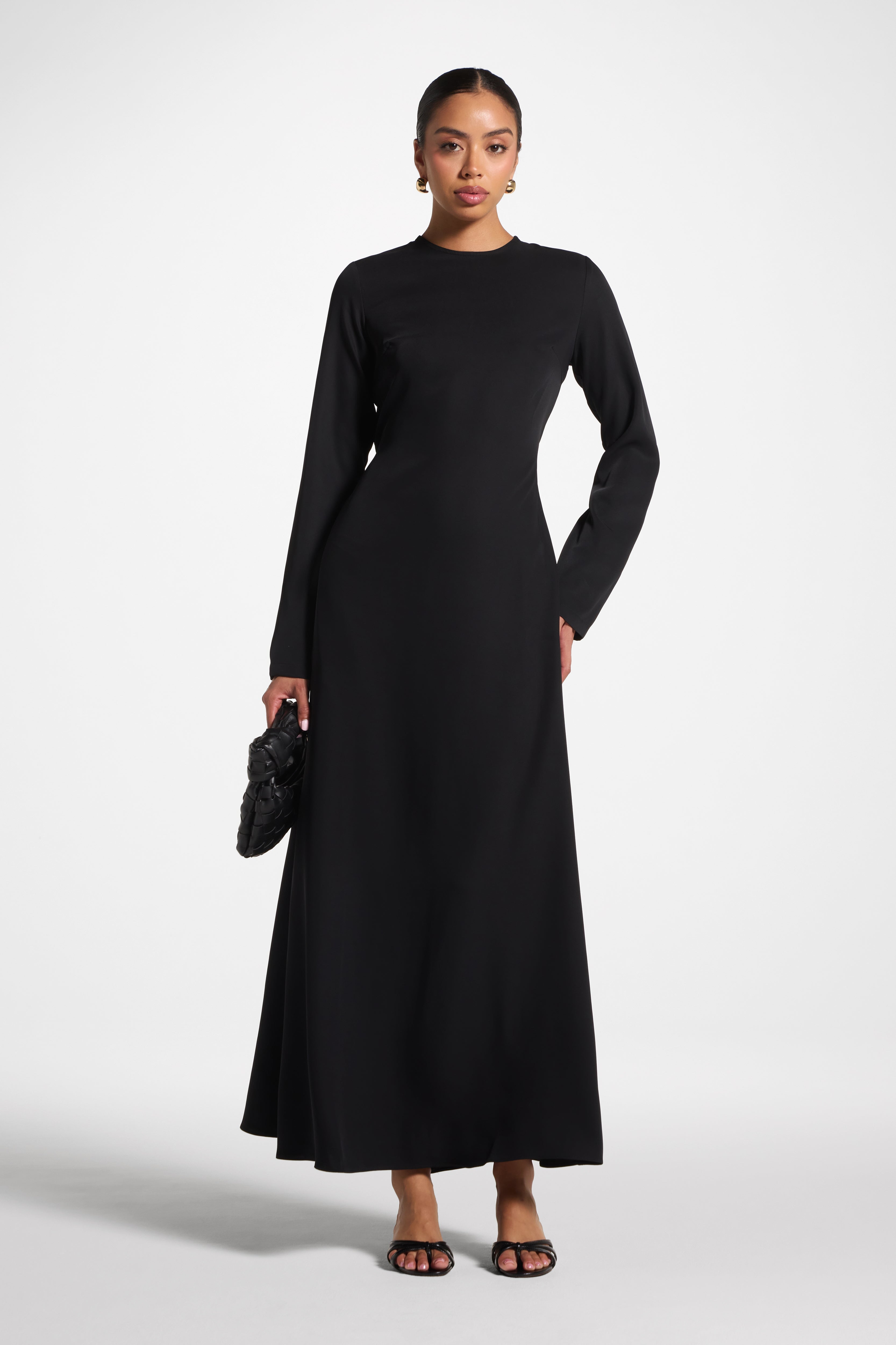 Signature Tie Back Maxi Dress - Black Abayas Veiled