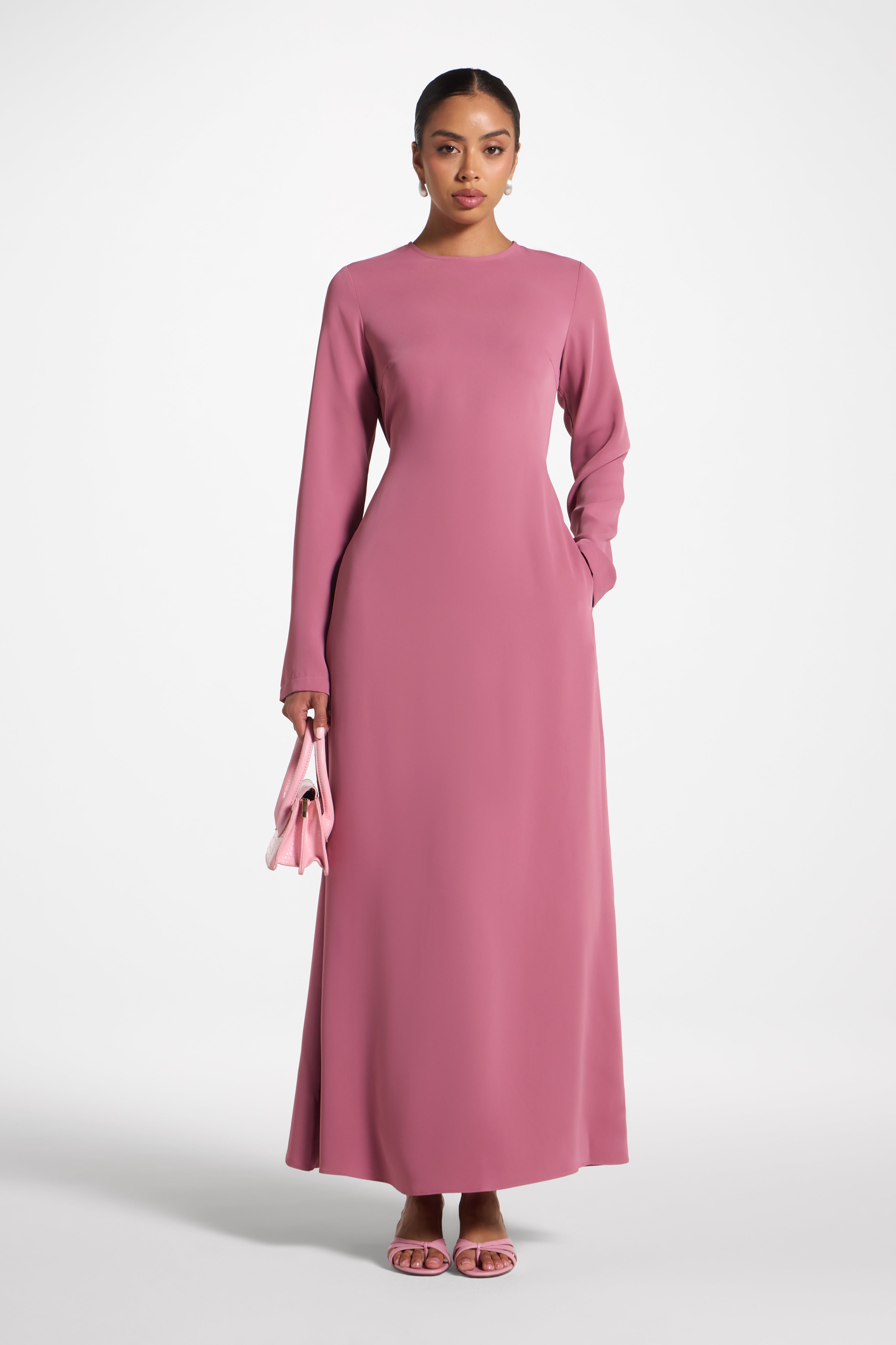Signature Tie Back Maxi Dress - Vintage Rose Abayas Veiled