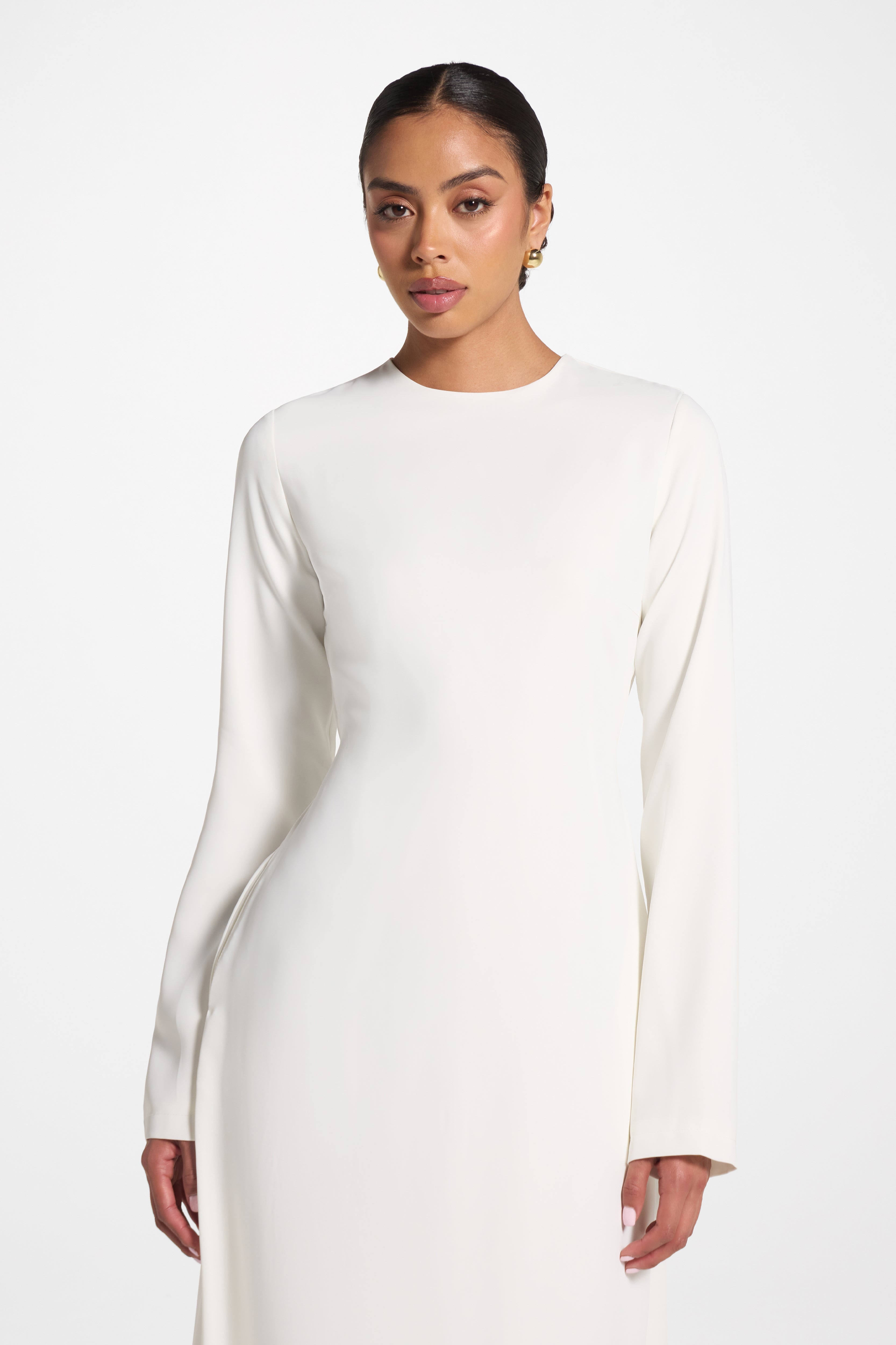 Signature Tie Back Maxi Dress - White Abayas Veiled