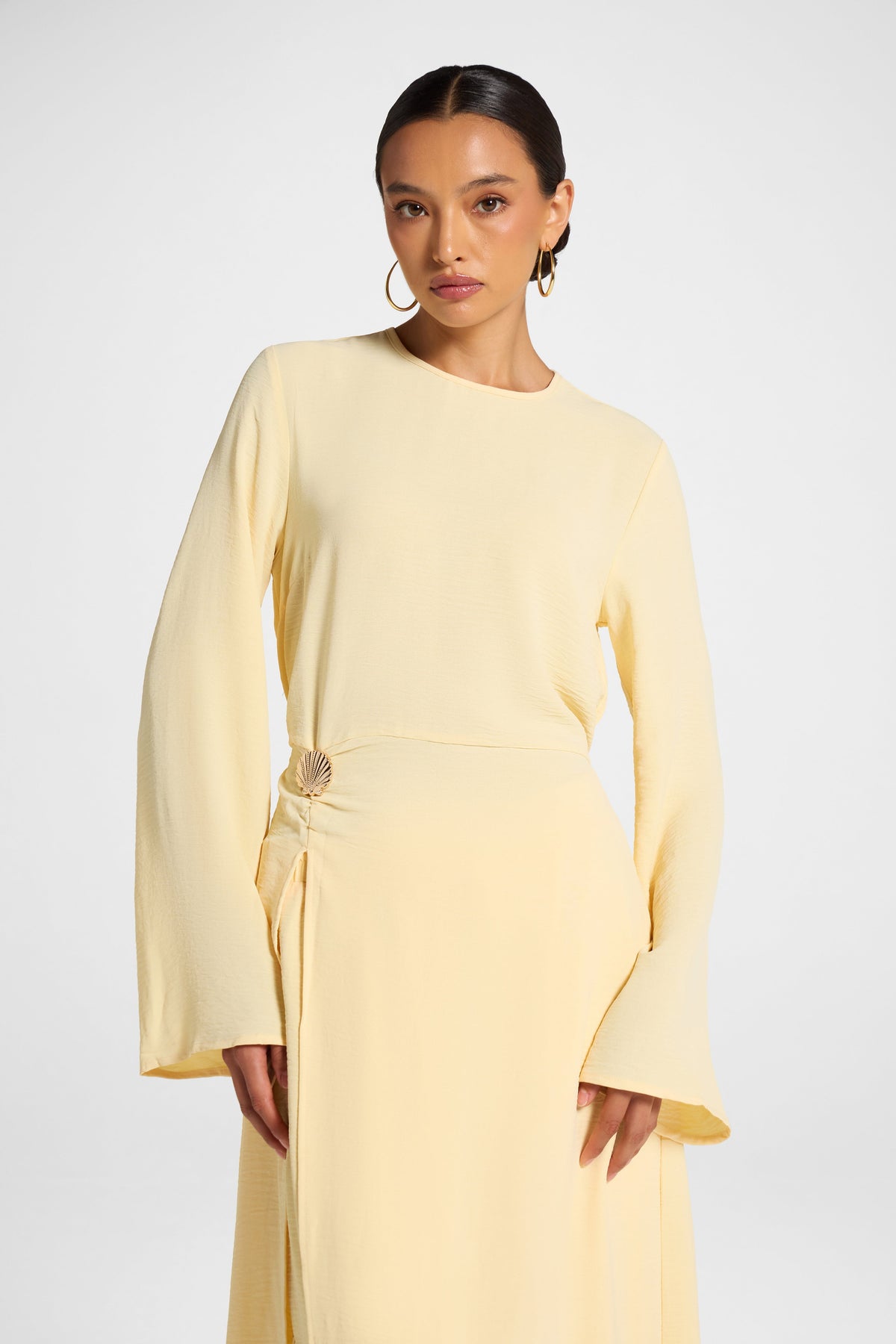 Split Front Tunic Top - Butter Veiled