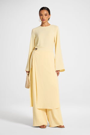 Split Front Tunic Top - Butter