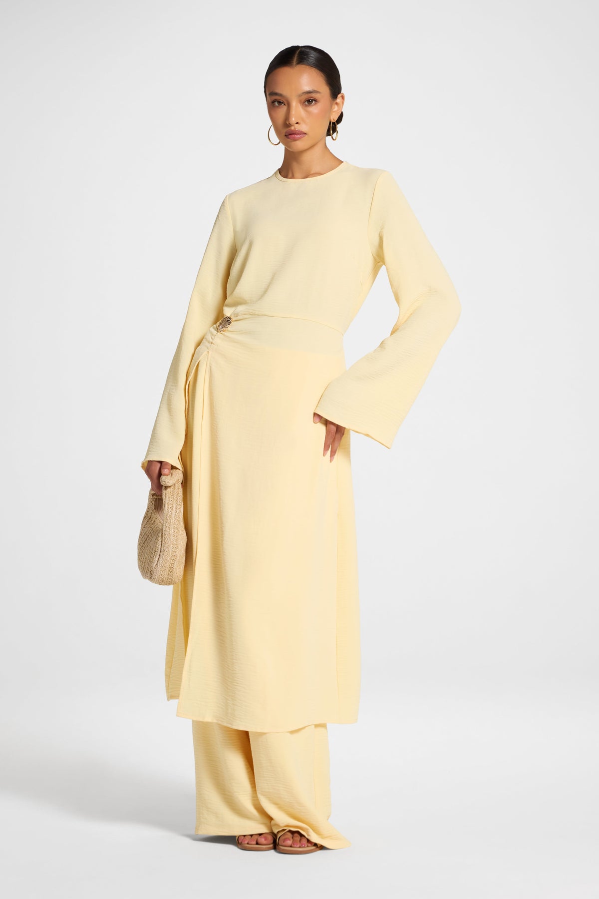 Split Front Tunic Top - Butter Veiled
