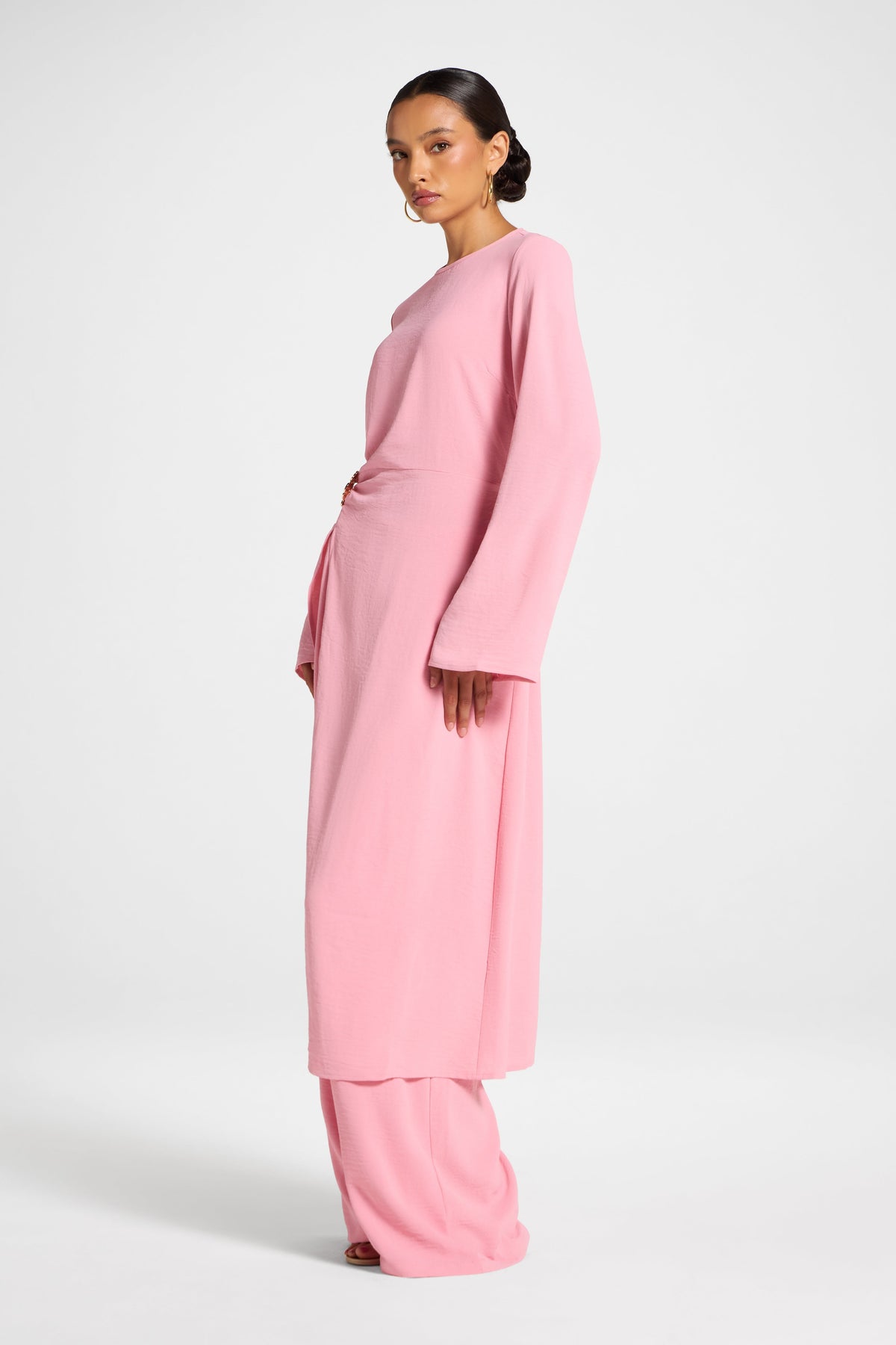 Split Front Tunic Top - Just Pink Veiled