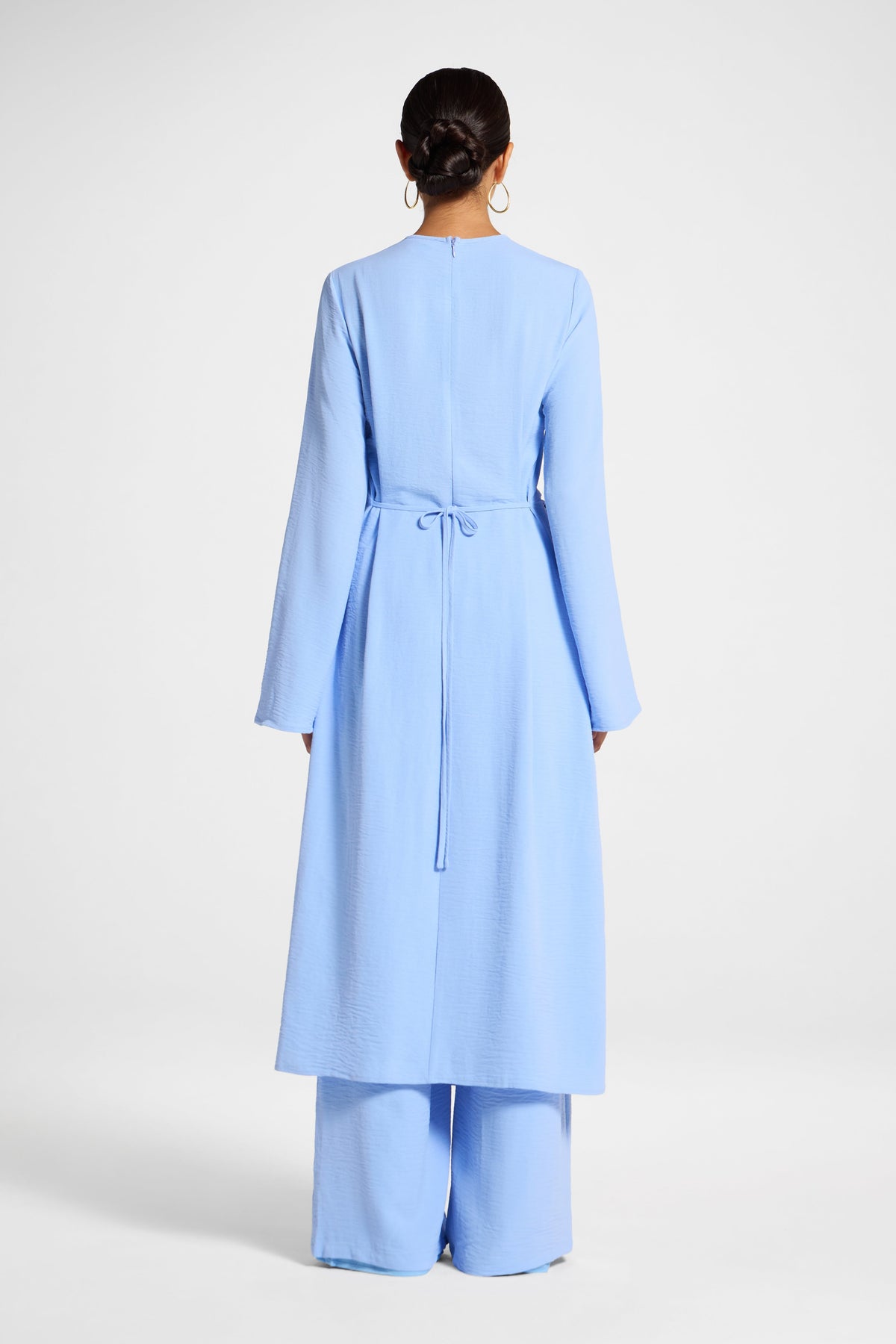 Split Front Tunic Top - Riviera Blue Veiled