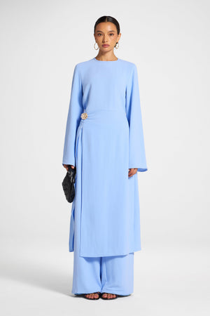 Split Front Tunic Top - Riviera Blue