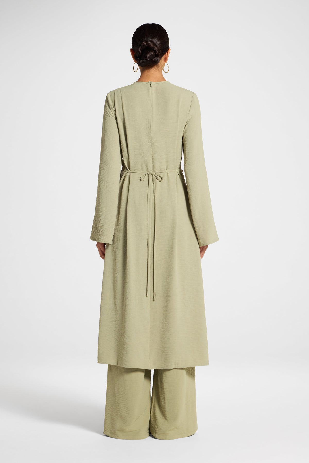 Split Front Tunic Top - Sage Veiled