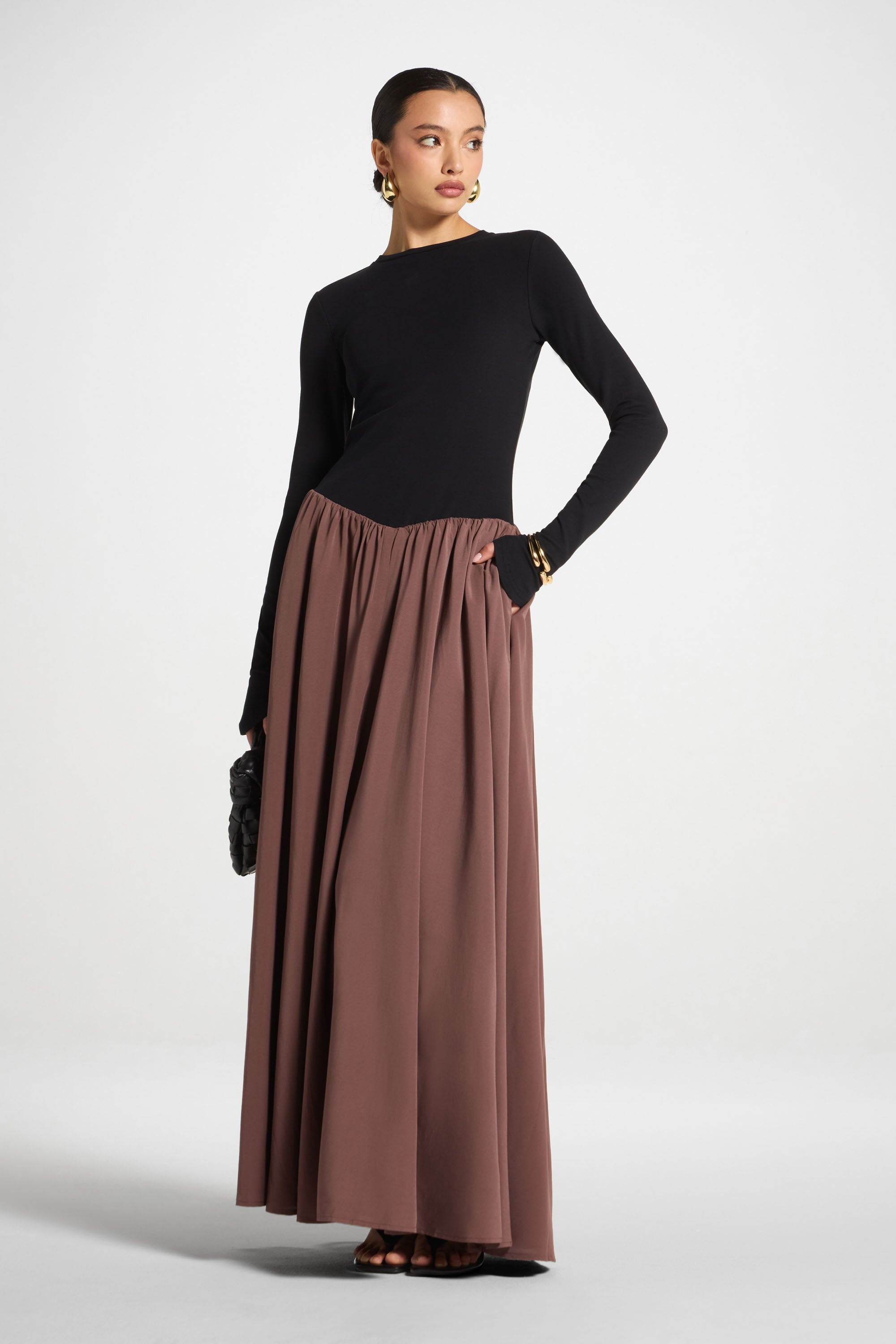 Stella Maxi Dress - Black Coffee Abayas Veiled