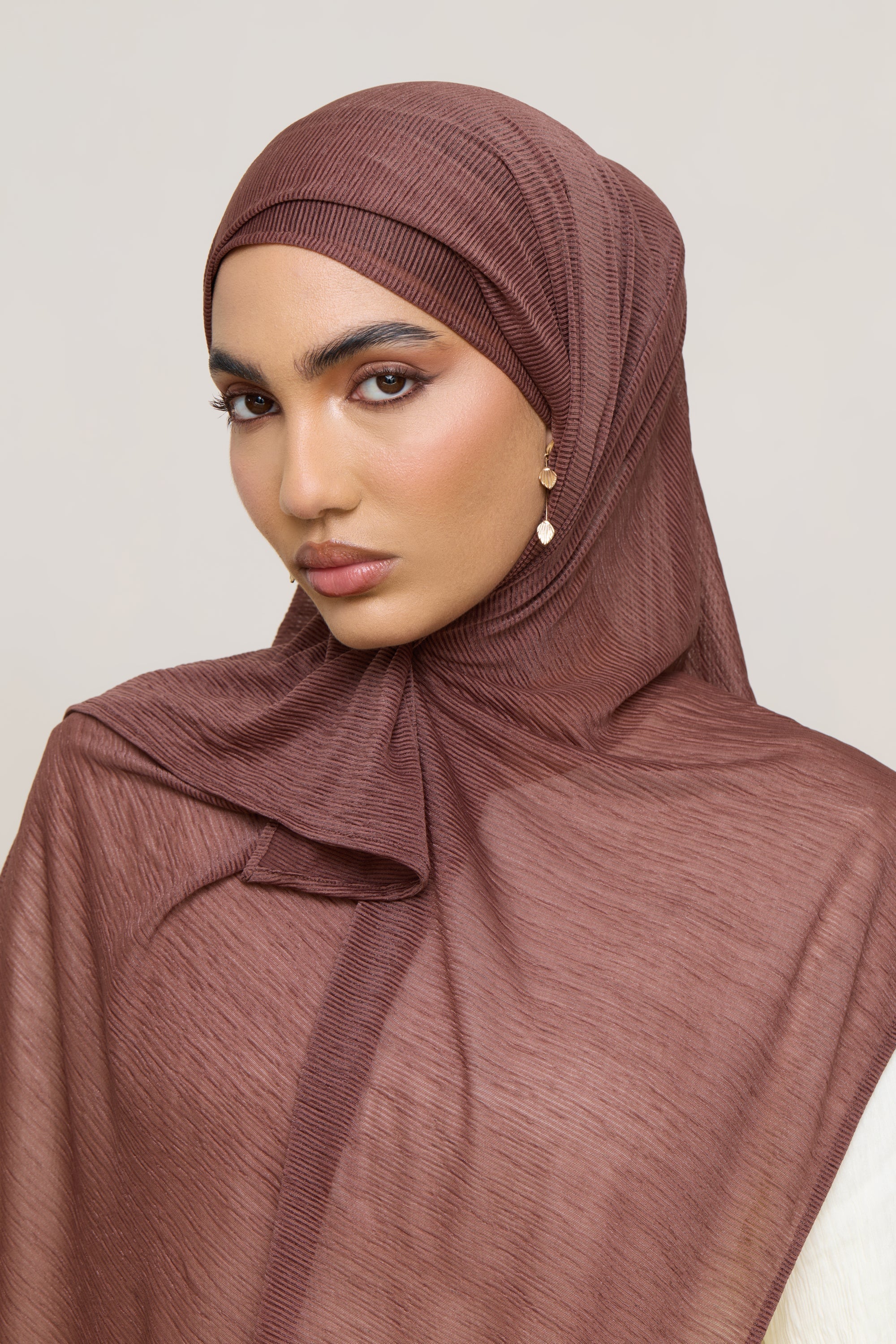 Stretch Stripe Hijab - Cocoa Hijabs Veiled
