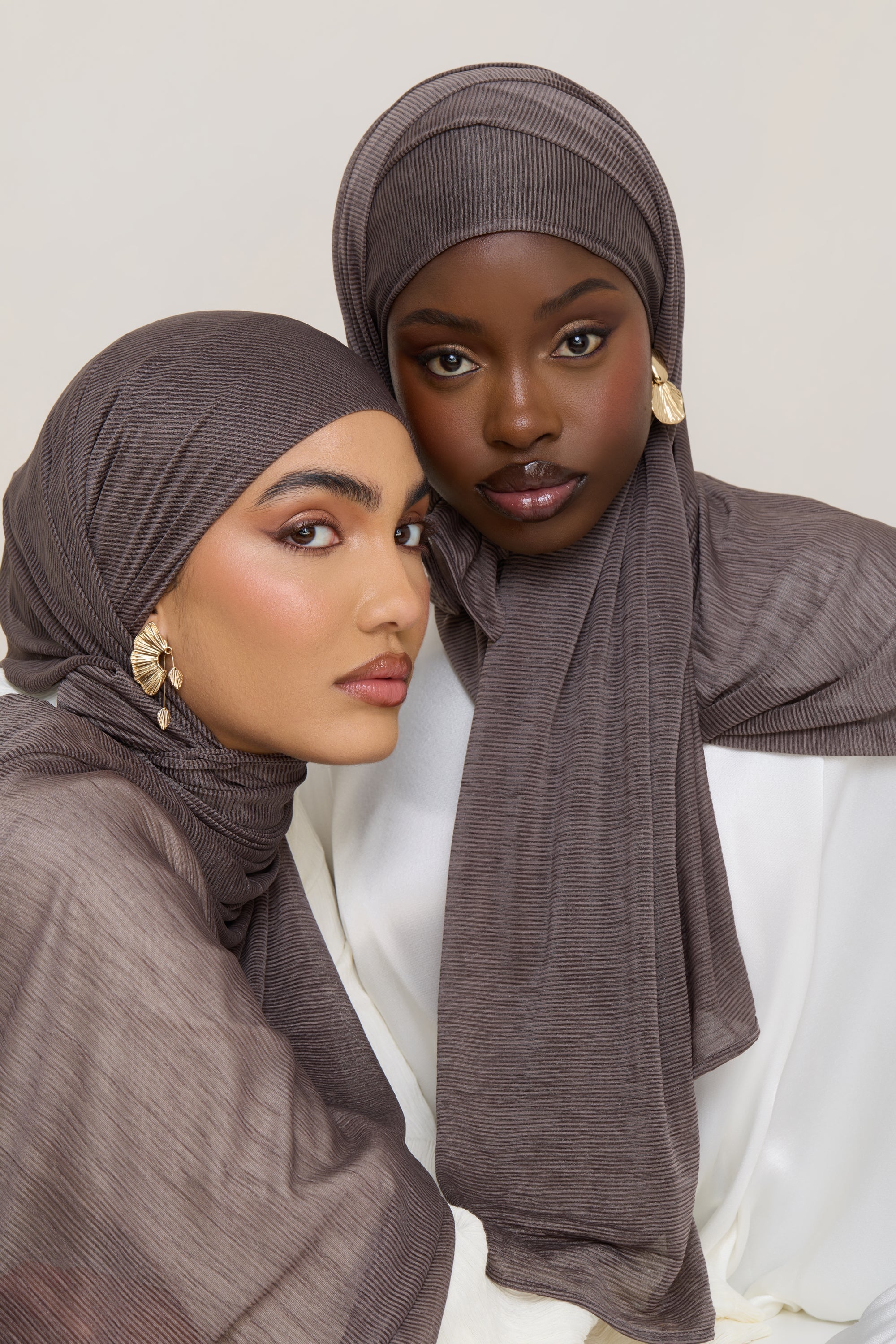 Stretch Stripe Hijab - Coffee Quartz Hijabs Veiled