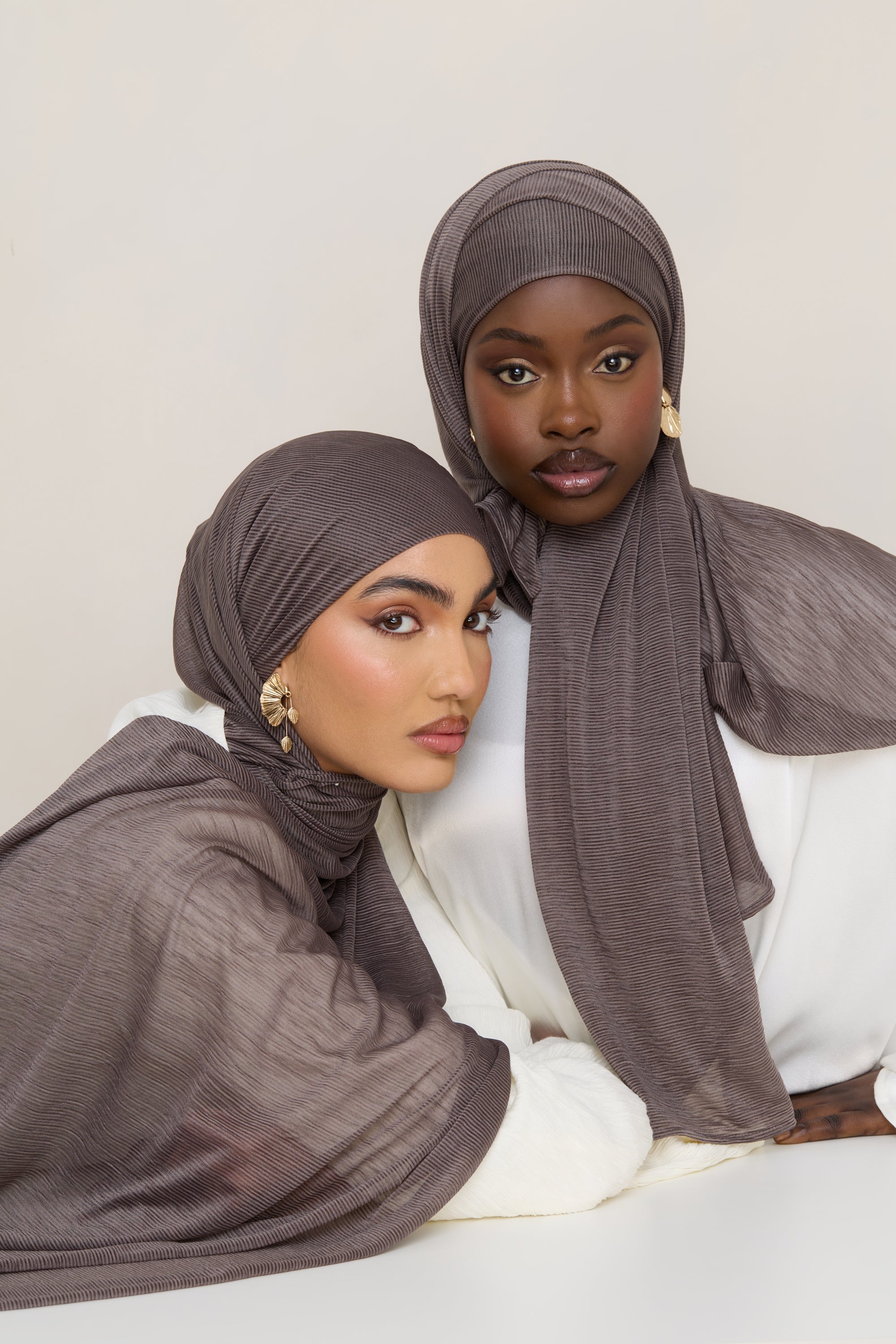 Stretch Stripe Hijab - Coffee Quartz Hijabs Veiled