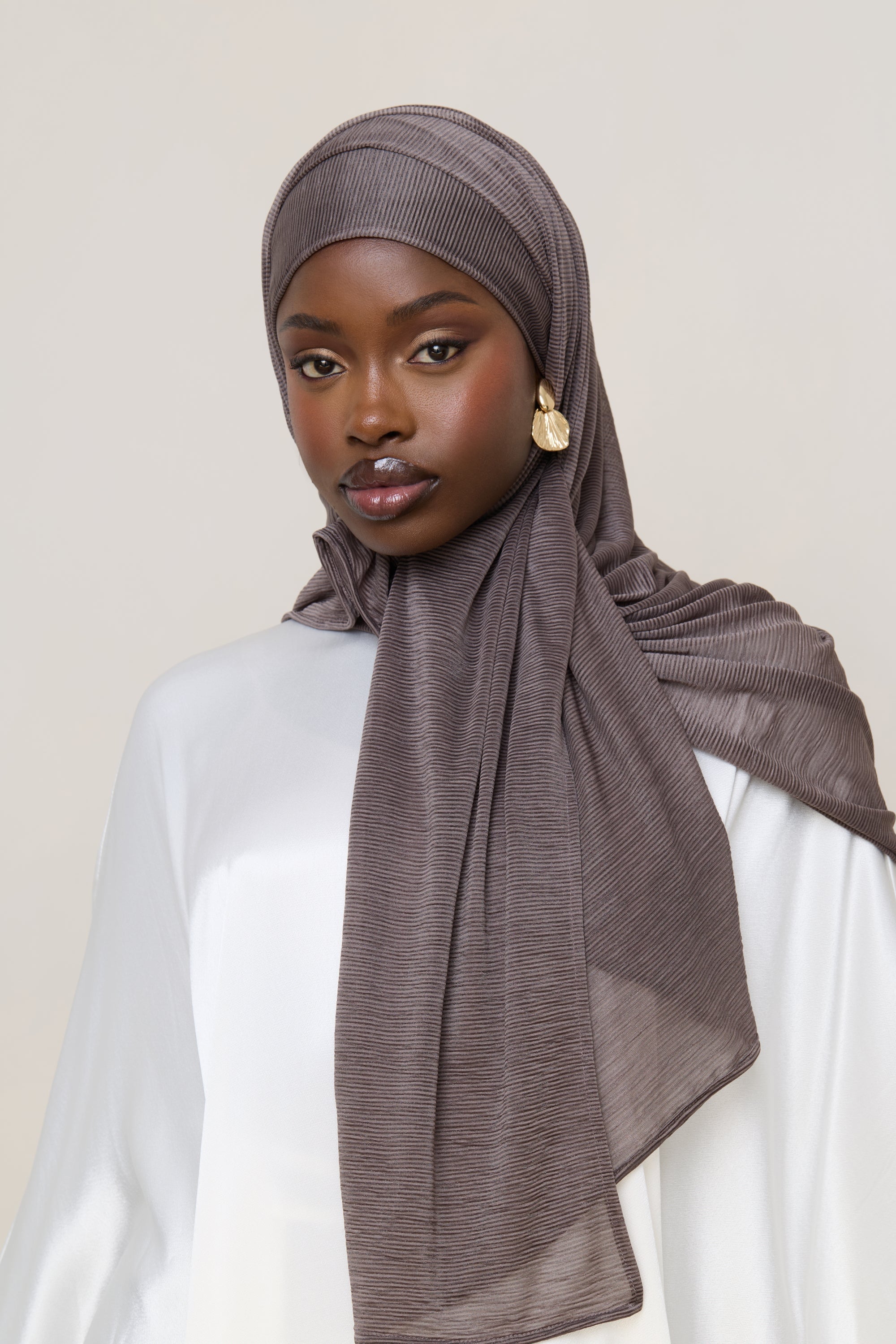 Stretch Stripe Hijab - Coffee Quartz Hijabs Veiled