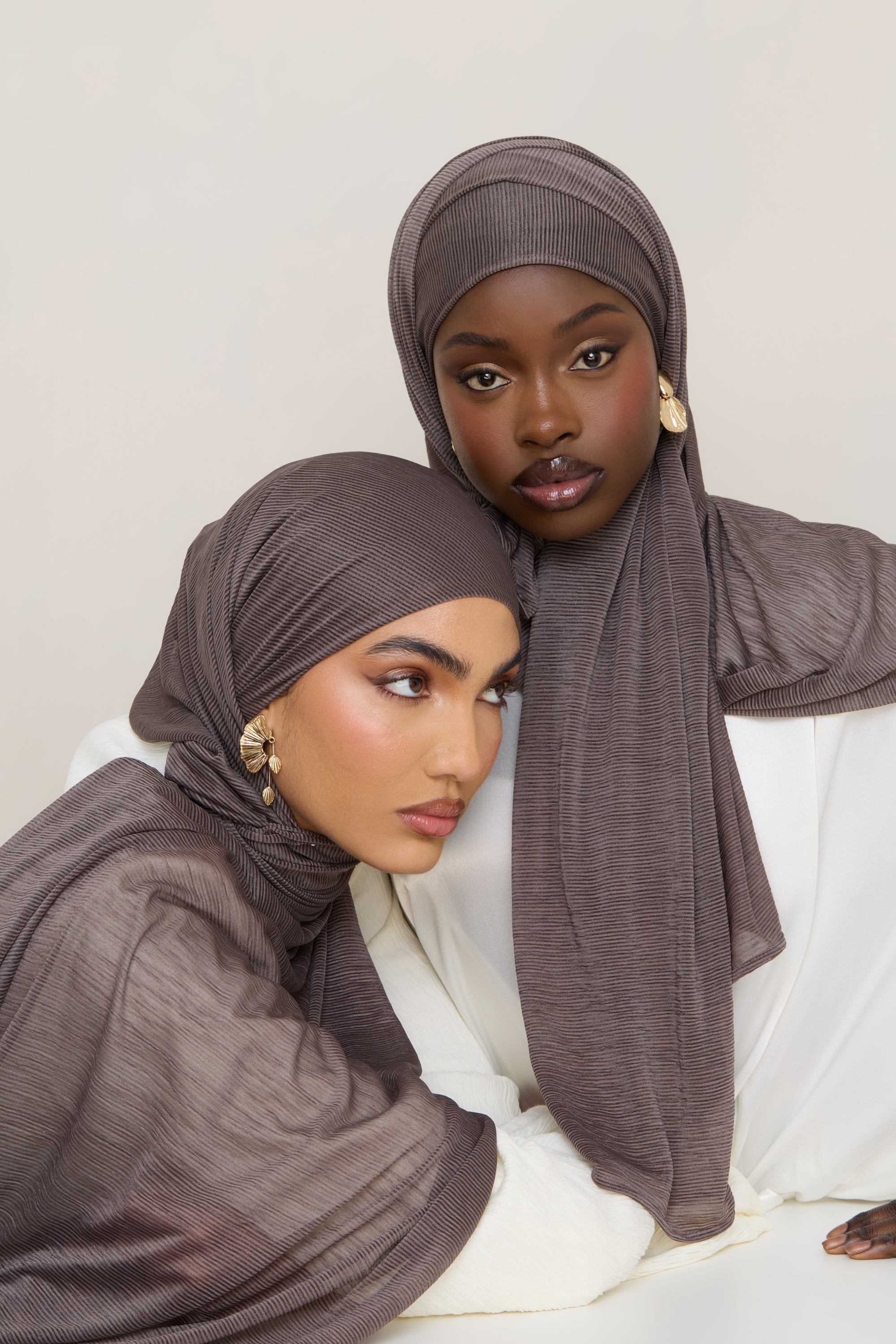 Stretch Stripe Hijab - Coffee Quartz Hijabs Veiled