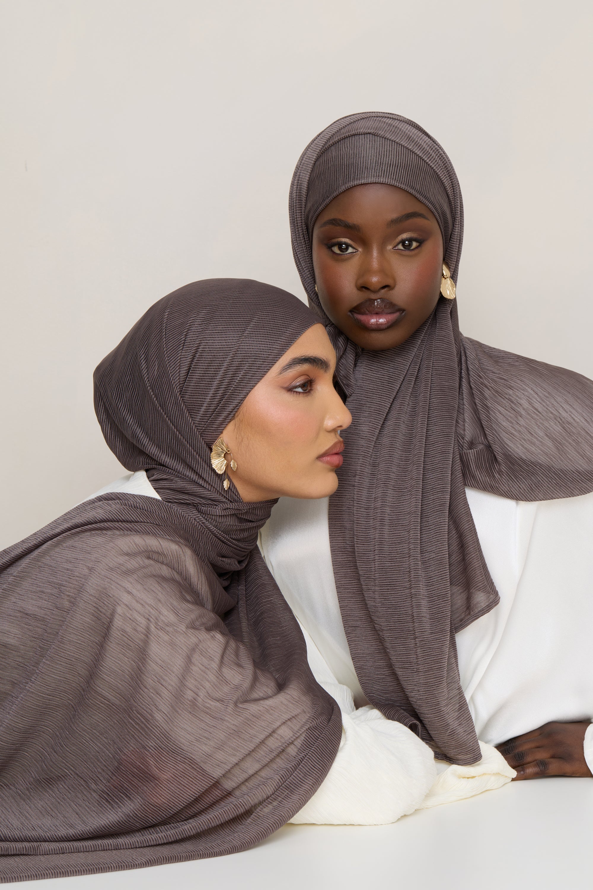 Stretch Stripe Hijab - Coffee Quartz Hijabs Veiled