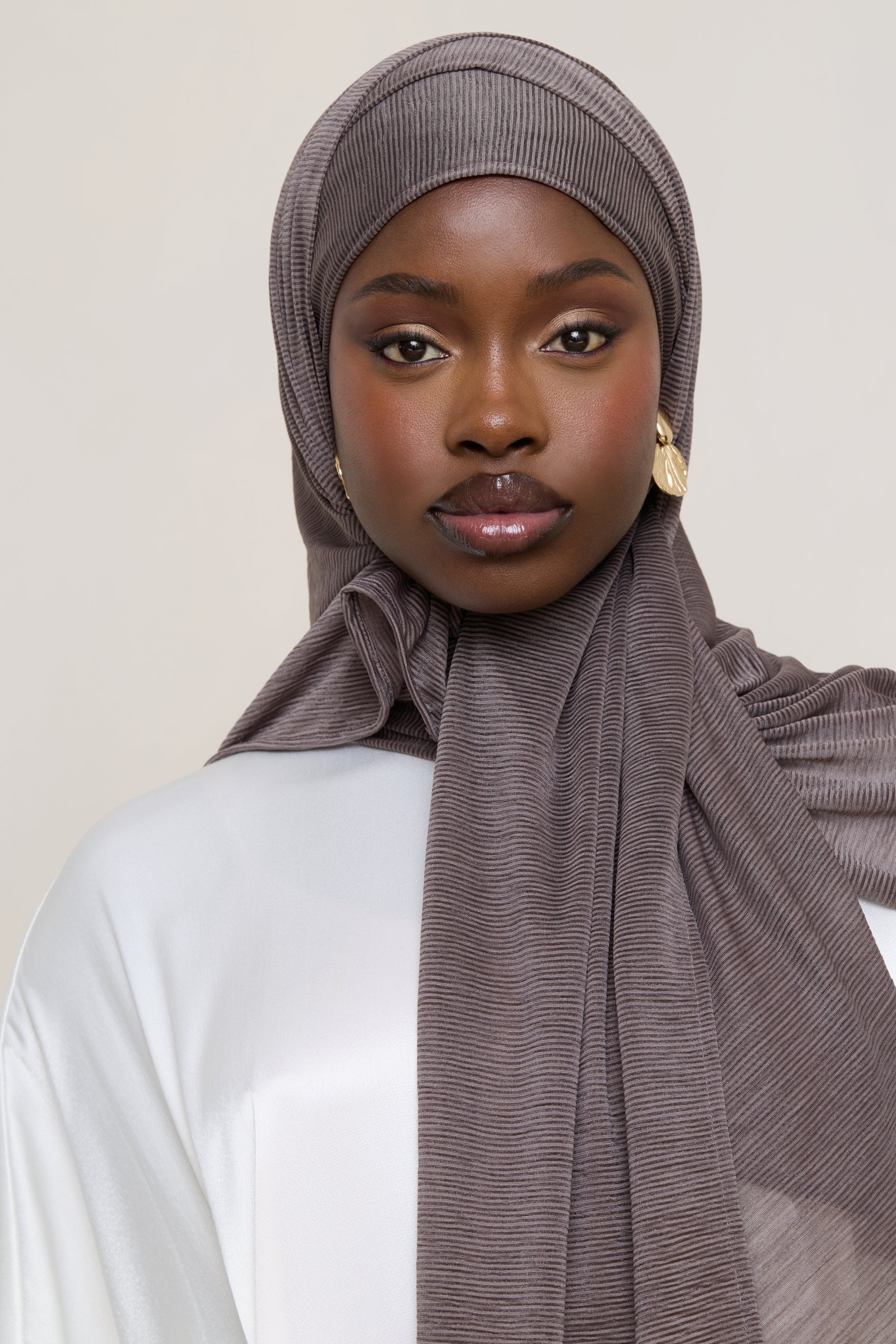 Stretch Stripe Hijab - Coffee Quartz Hijabs Veiled