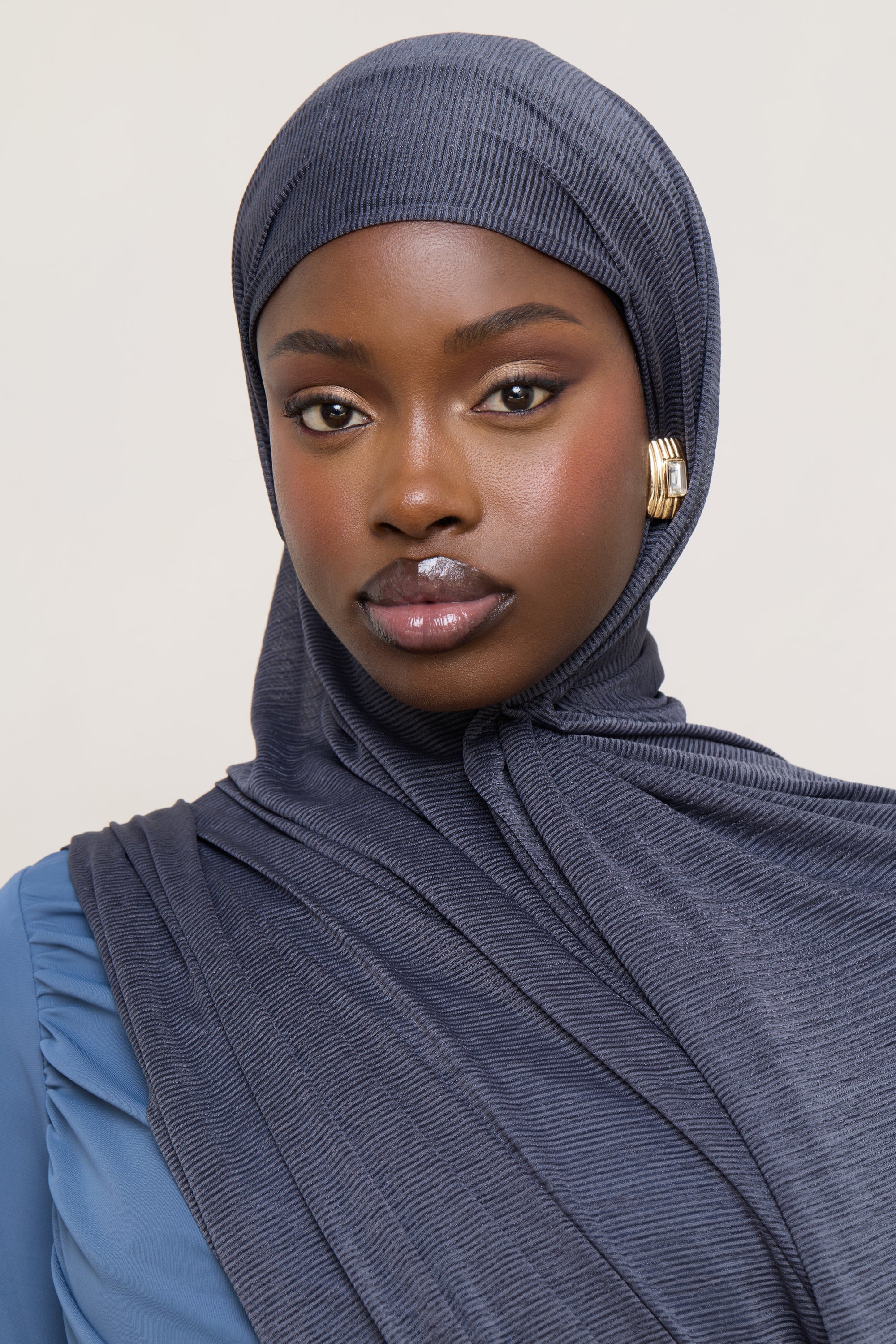 Stretch Stripe Hijab - Dark Denim Hijabs Veiled