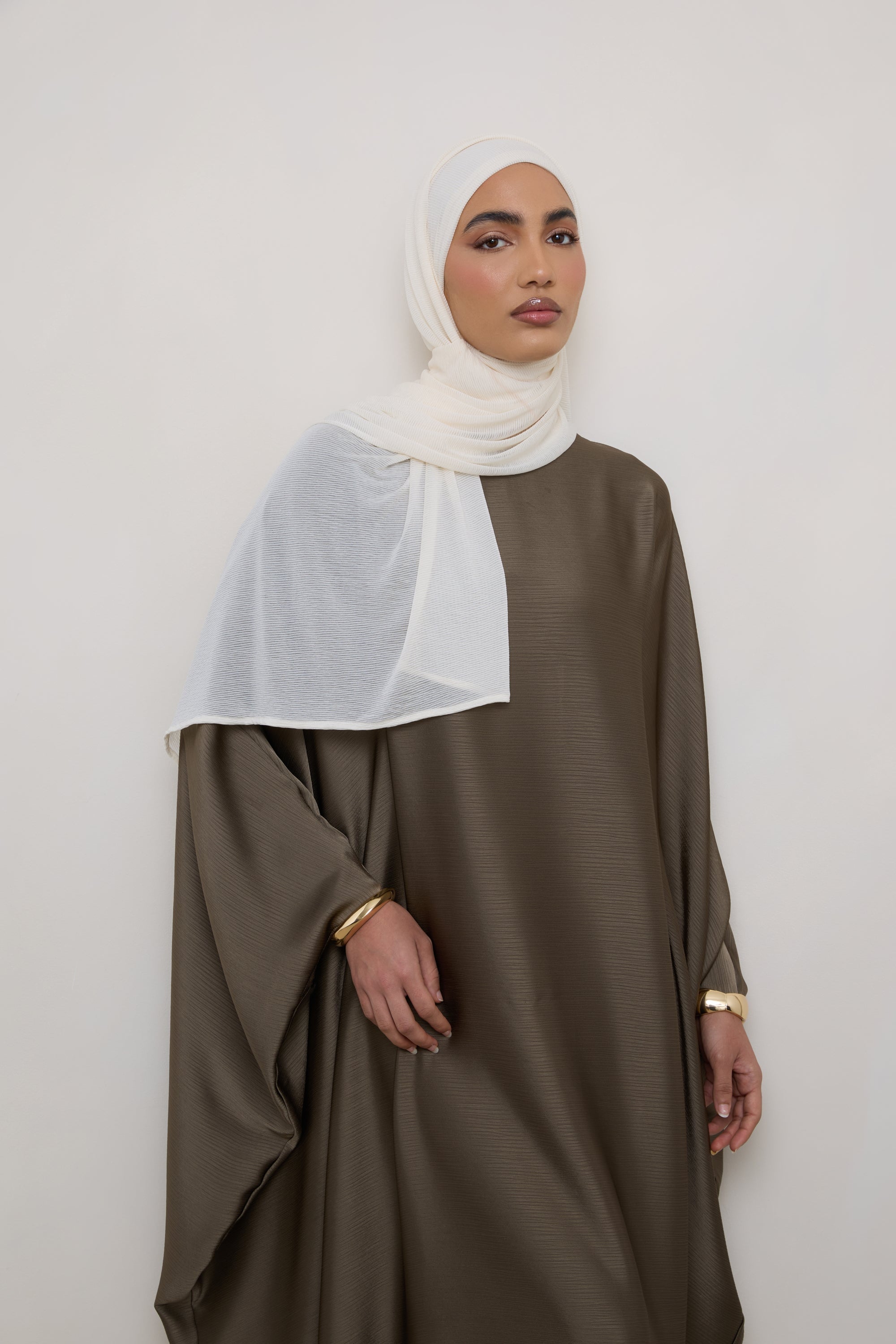 Stretch Stripe Hijab - Ivory Hijabs Veiled