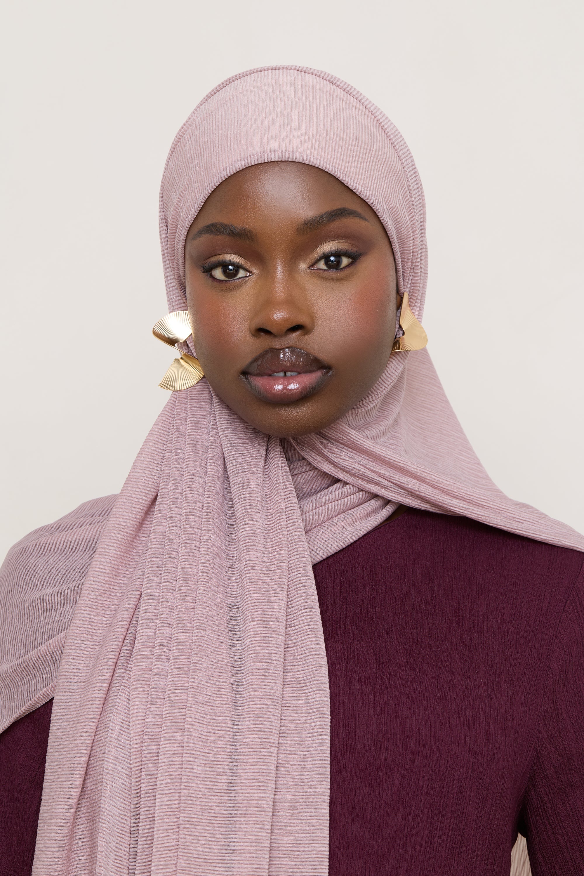 Stretch Stripe Hijab - Milky Pink Hijabs Veiled