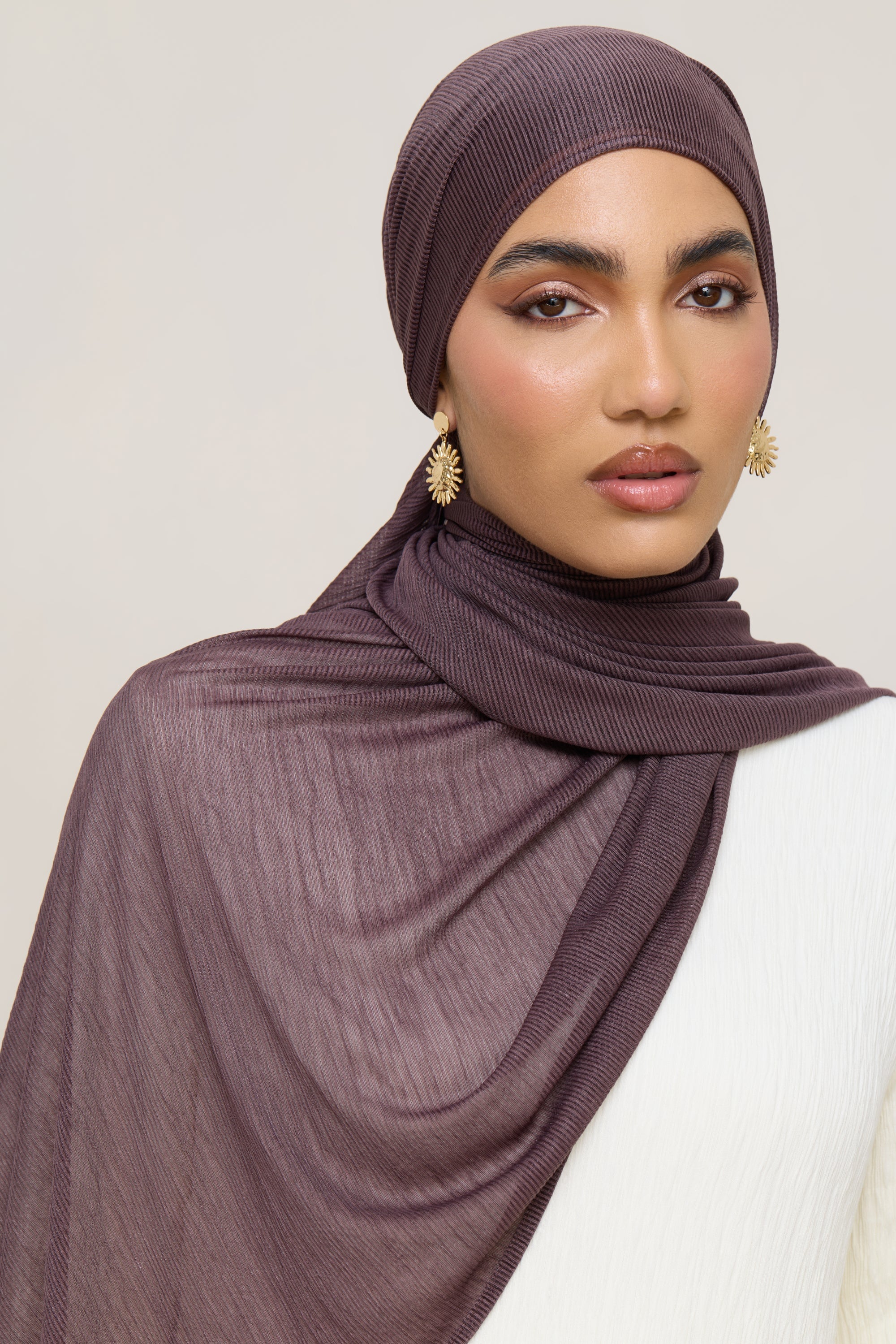 Stretch Stripe Hijab - Plum Hijabs Veiled