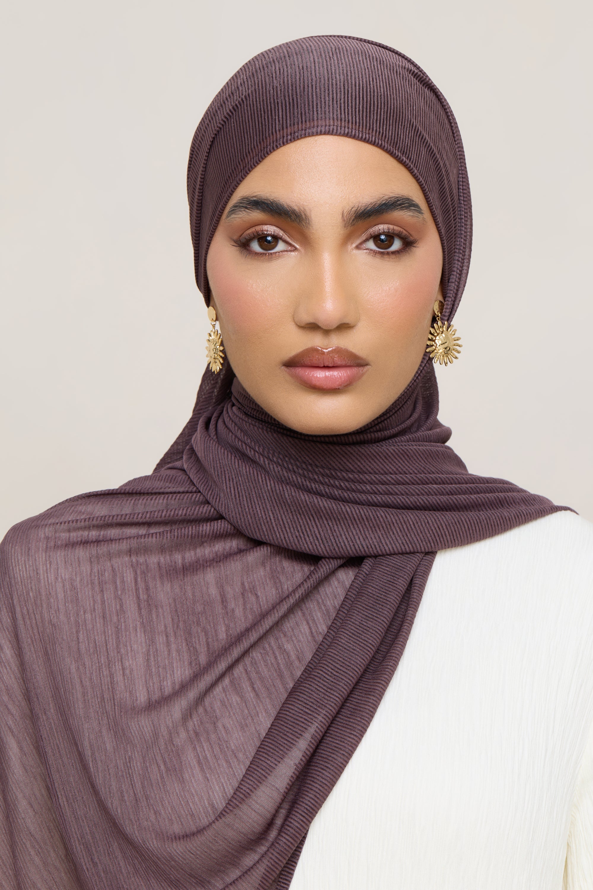 Stretch Stripe Hijab - Plum Hijabs Veiled
