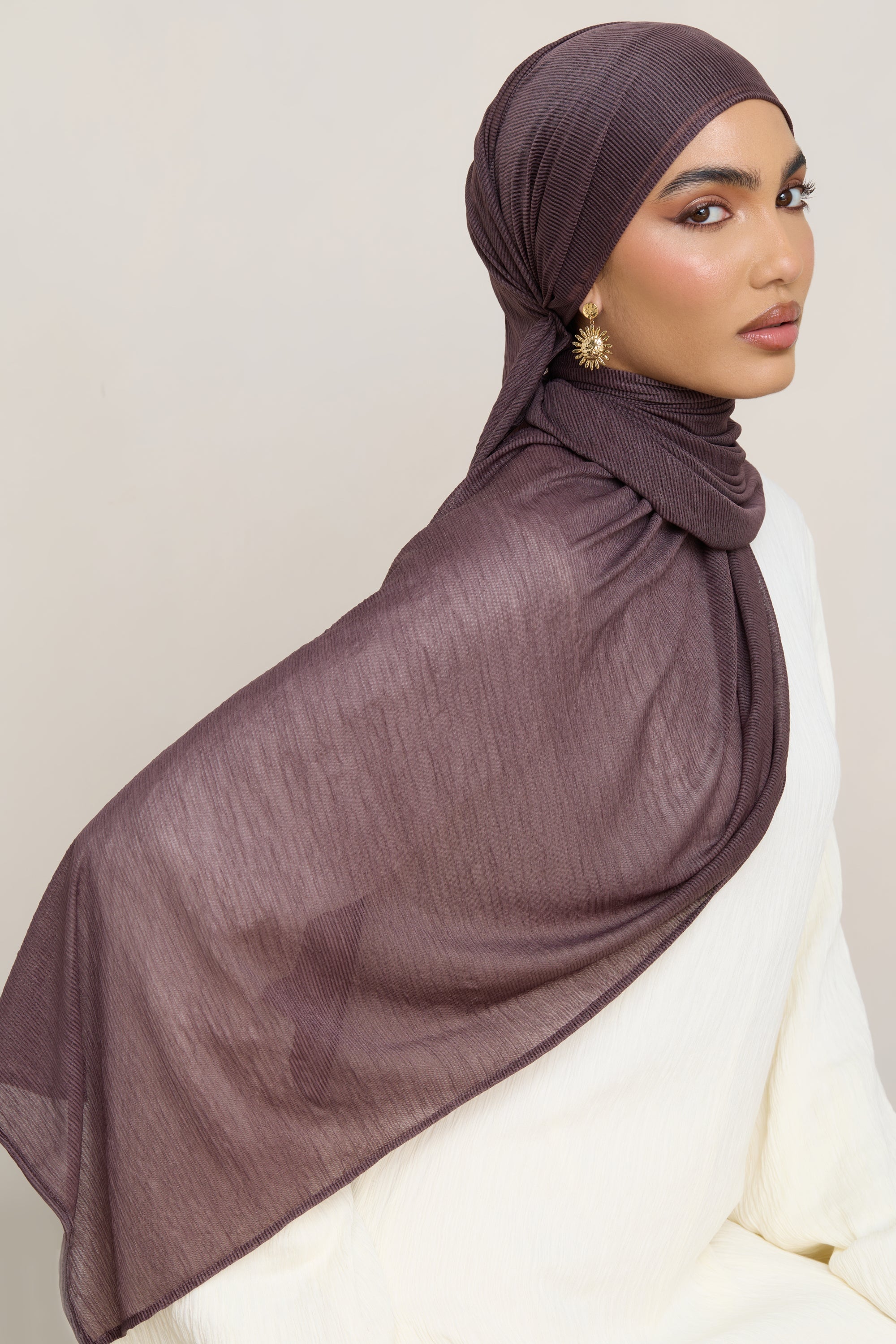Stretch Stripe Hijab - Plum Hijabs Veiled
