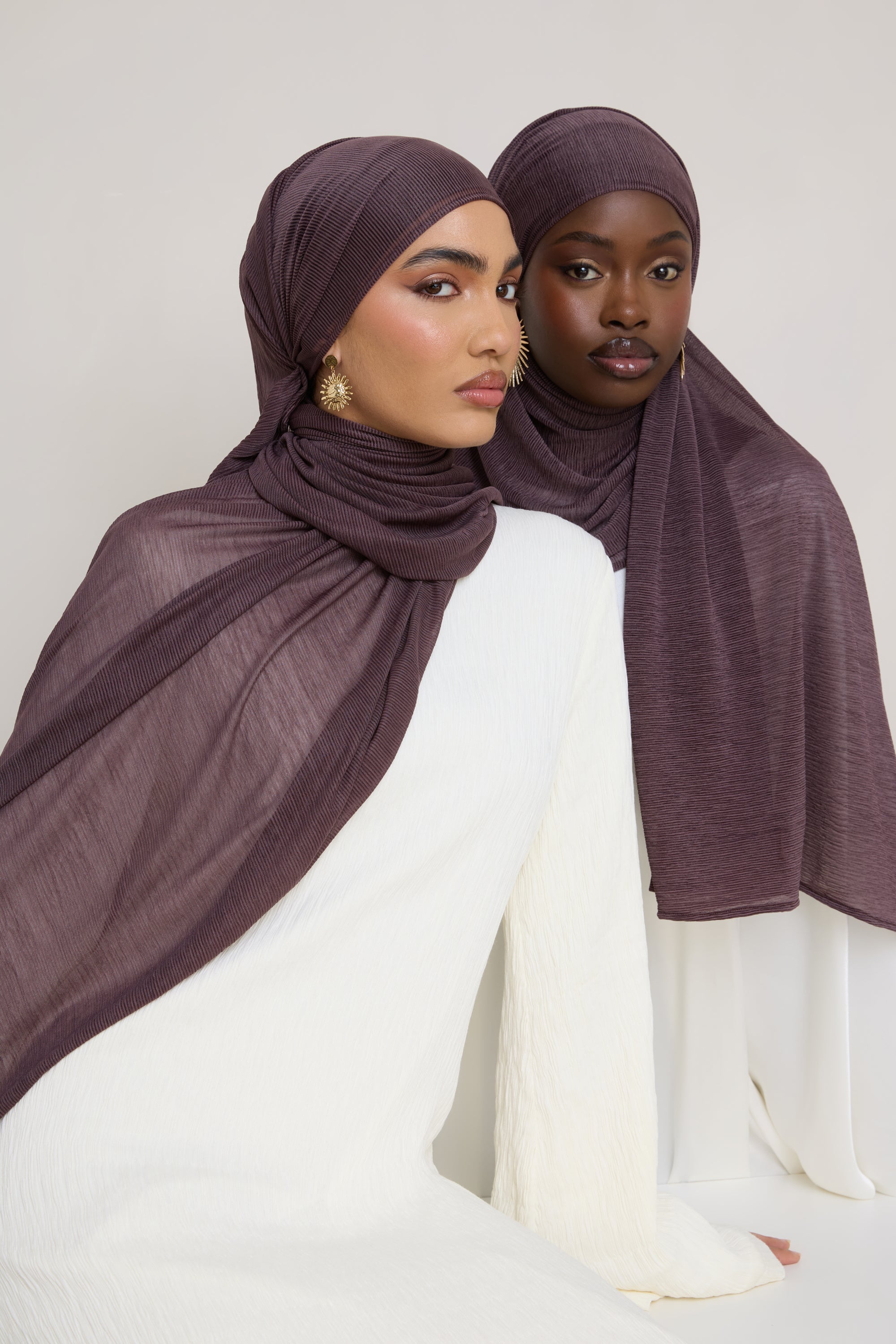 Stretch Stripe Hijab - Plum Hijabs Veiled