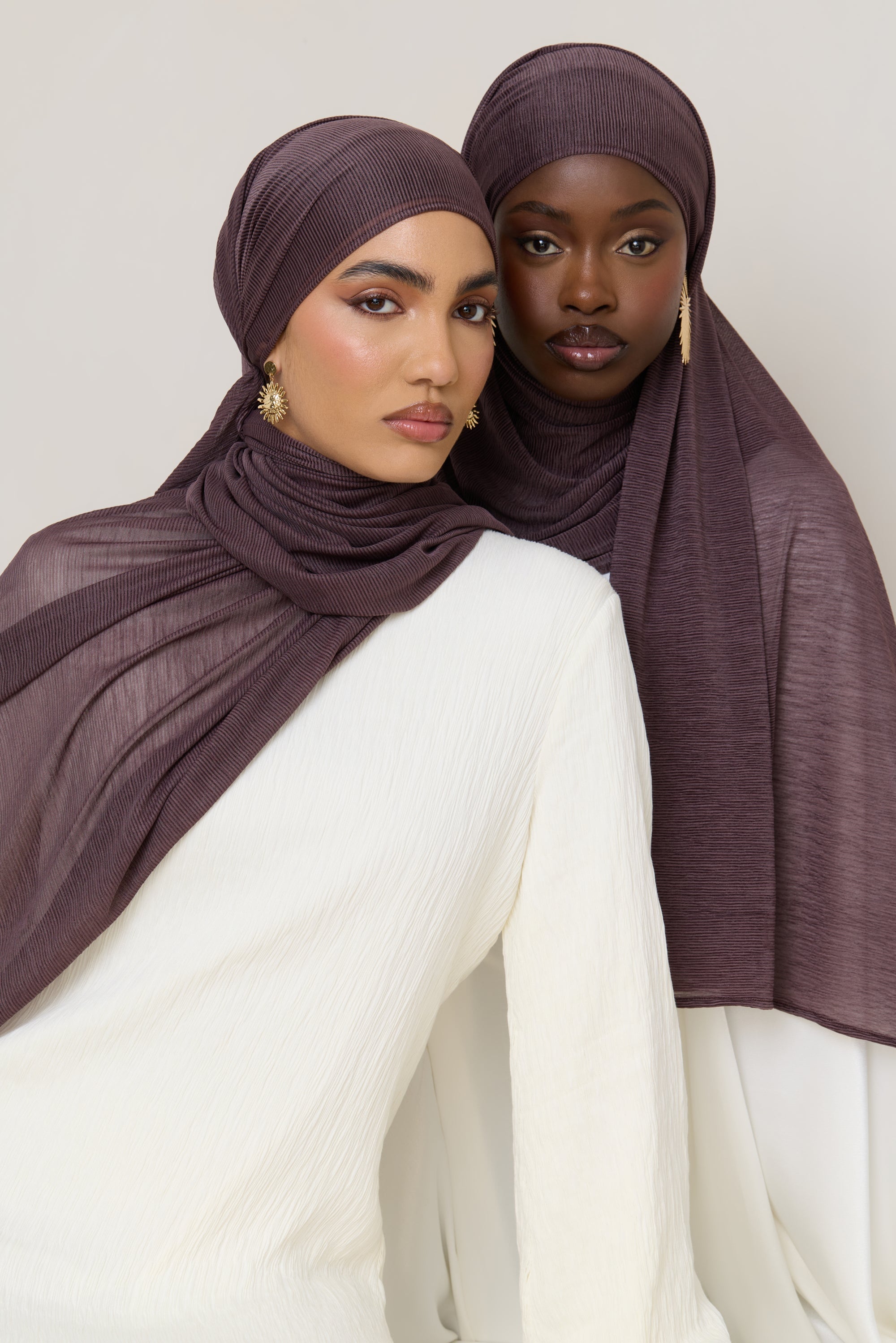 Stretch Stripe Hijab - Plum Hijabs Veiled