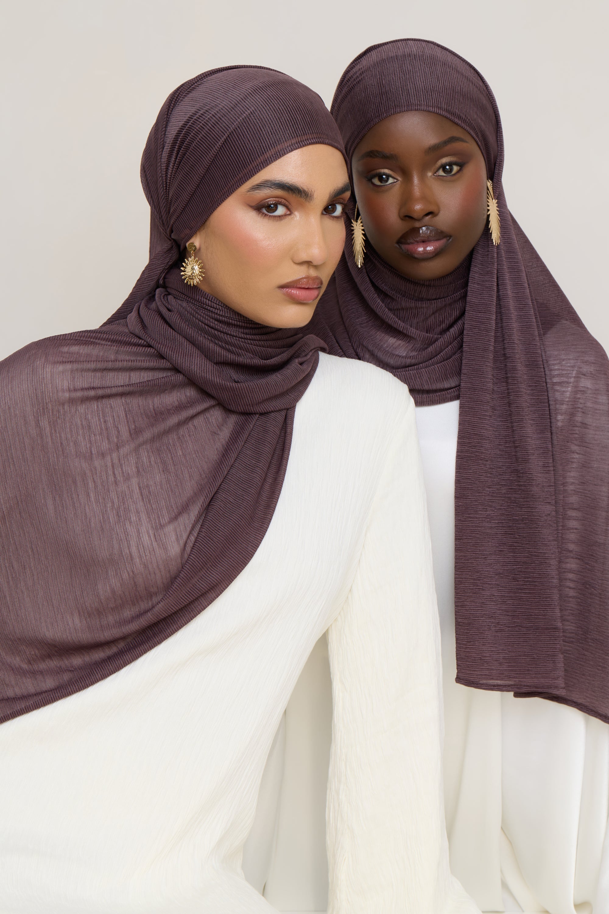 Stretch Stripe Hijab - Plum Hijabs Veiled