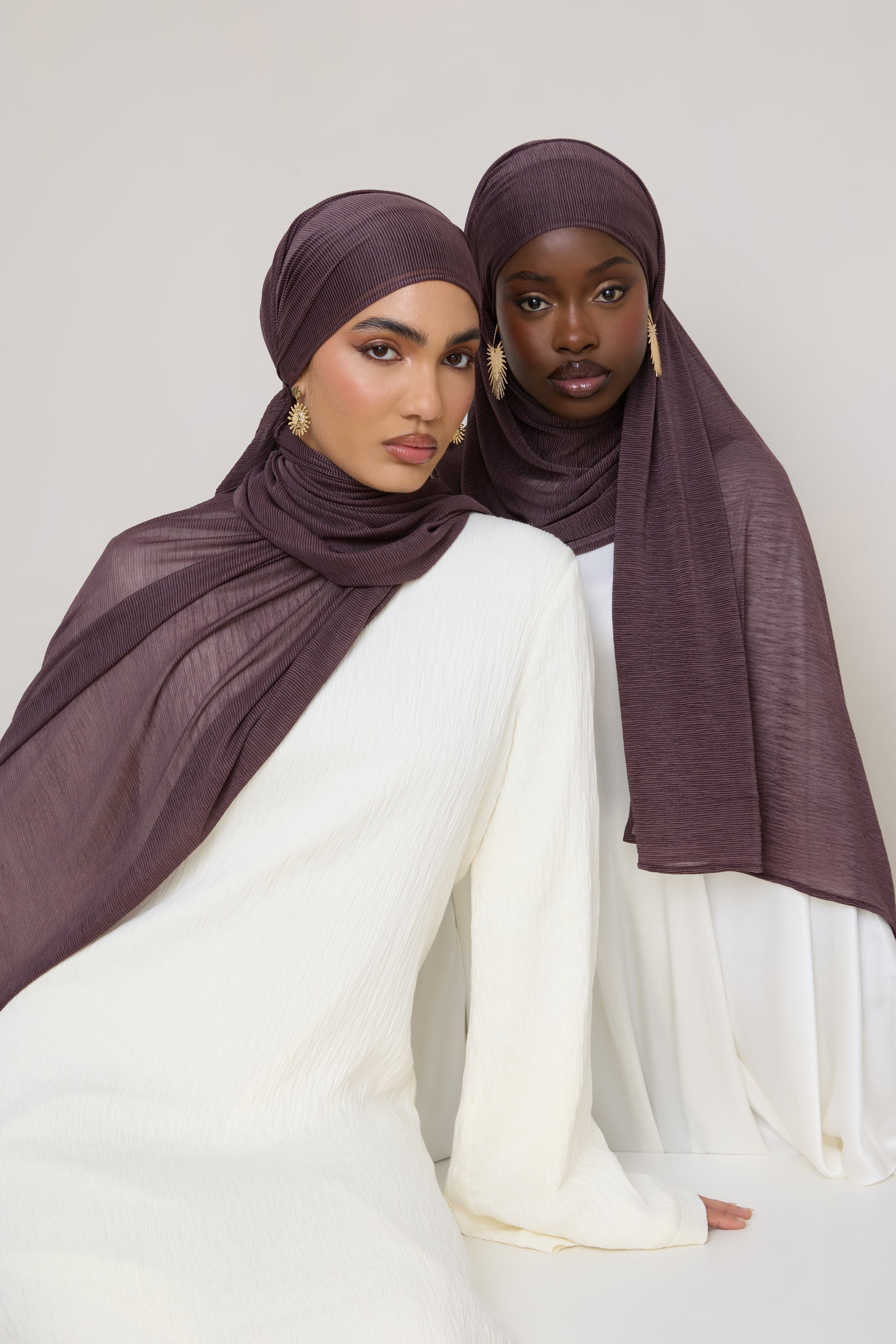 Stretch Stripe Hijab - Plum Hijabs Veiled