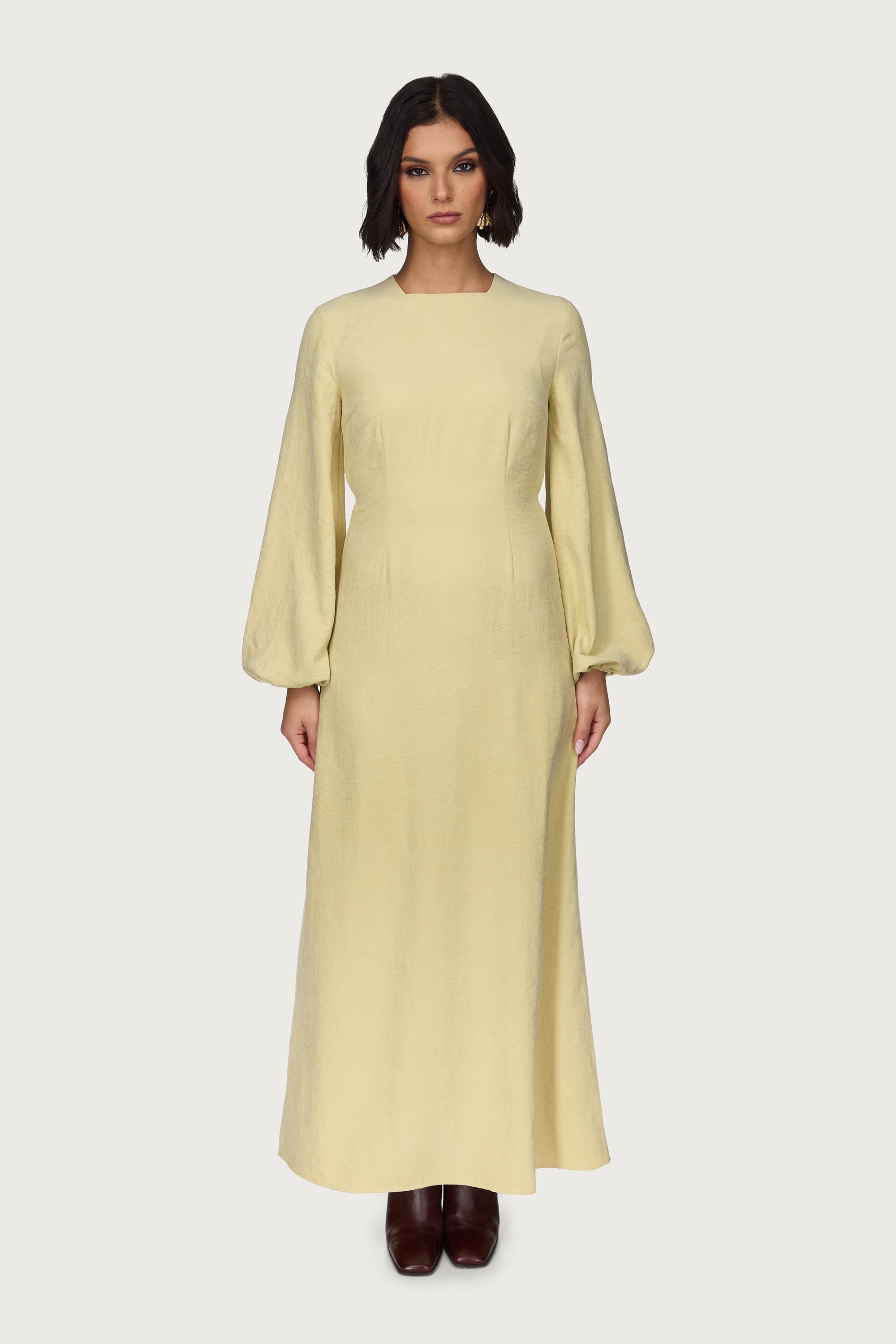 Suede Maxi Dress - Wheat Abayas Veiled