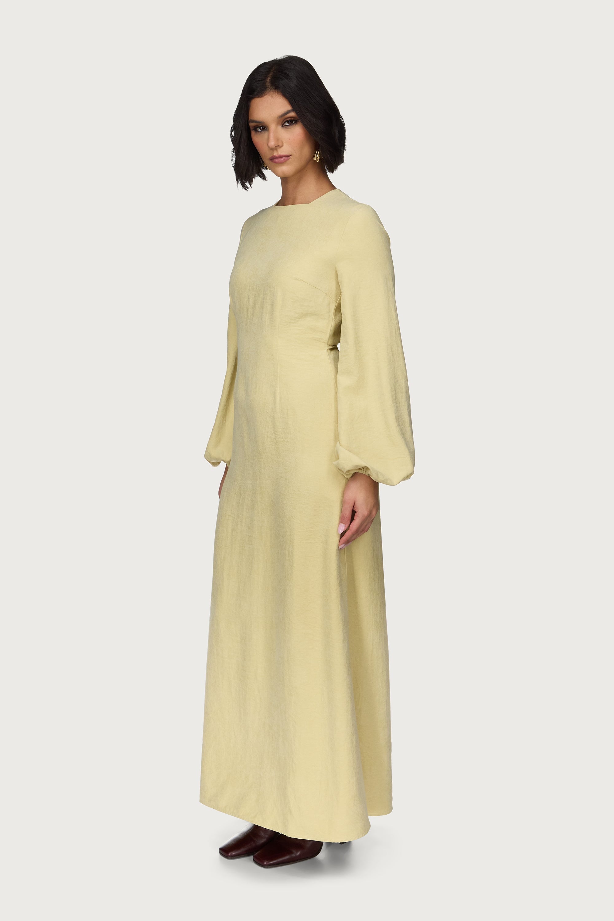 Suede Maxi Dress - Wheat Abayas Veiled