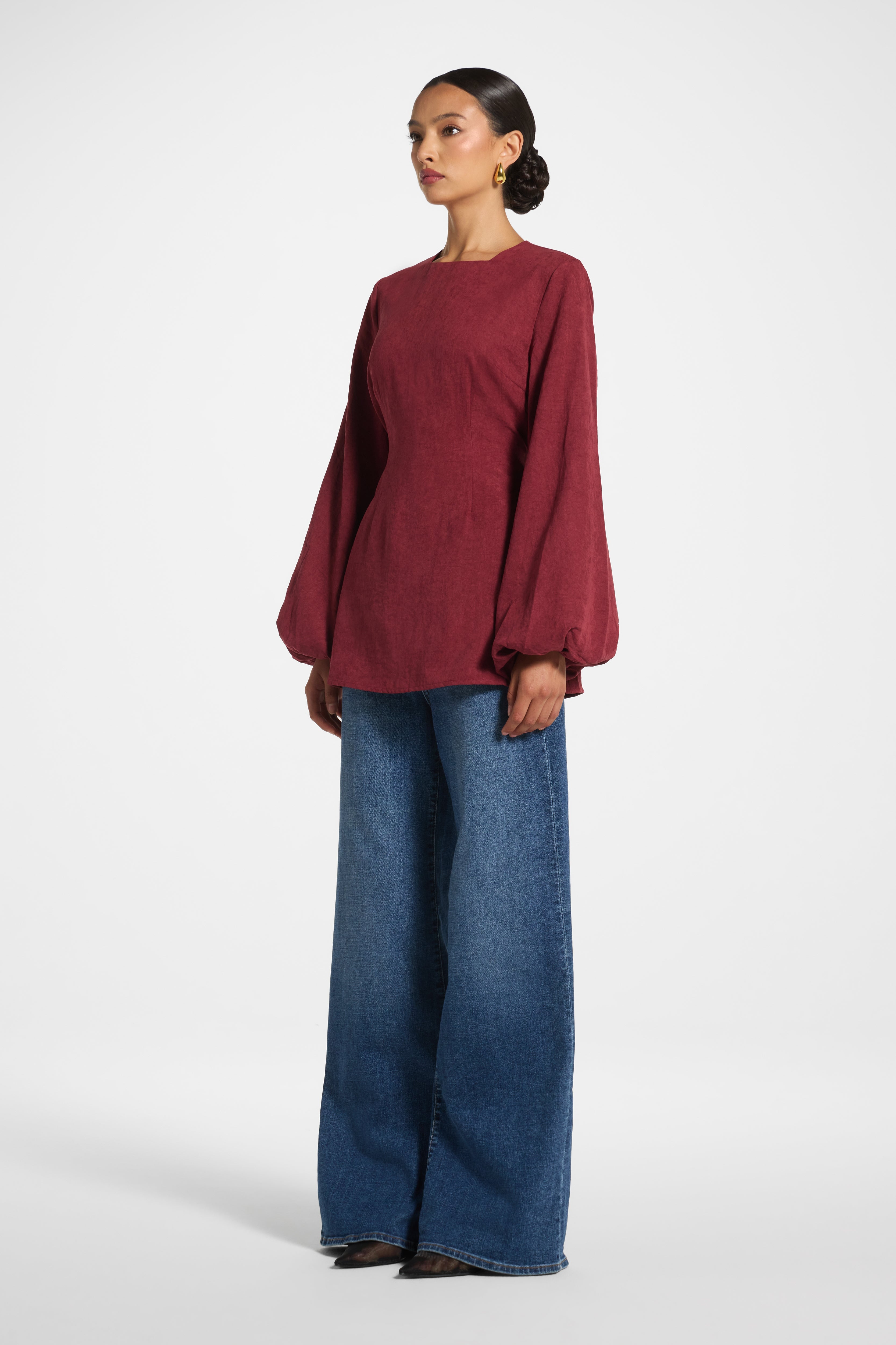 Suede Tie Back Top - Dark Cherry Top Veiled