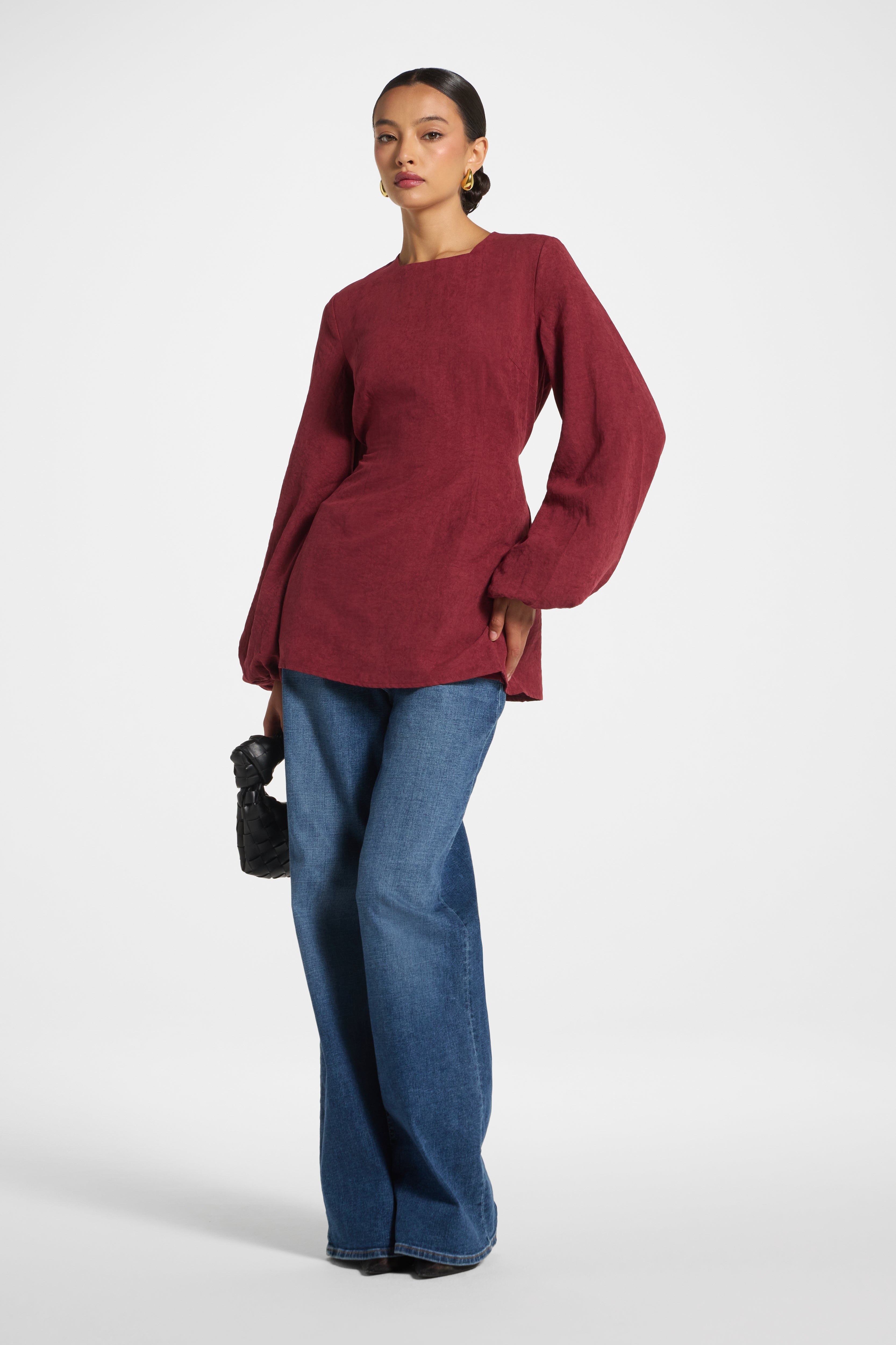 Suede Tie Back Top - Dark Cherry Top Veiled