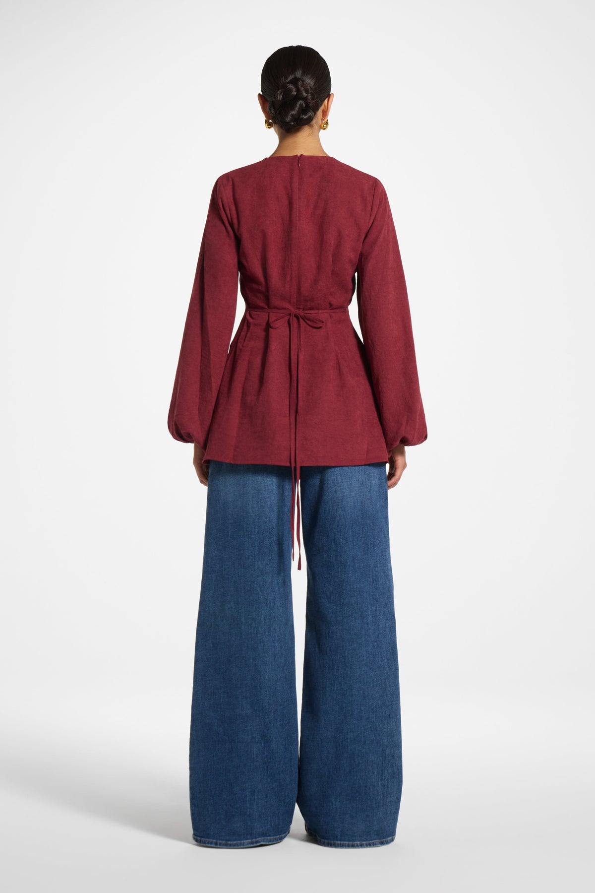 Suede Tie Back Top - Dark Cherry Top Veiled
