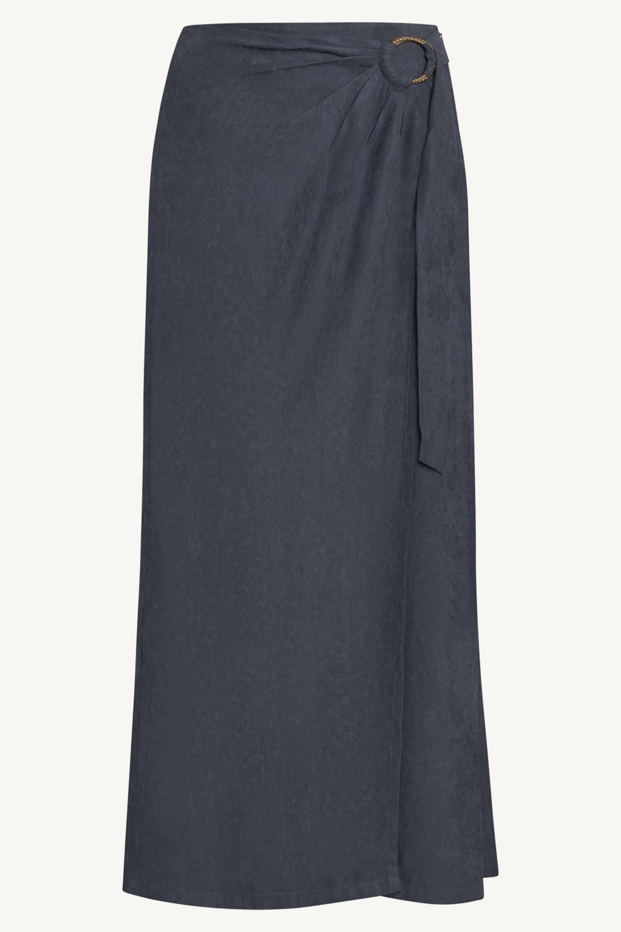 Suede Wrap Skirt - Denim Blue Abayas Veiled