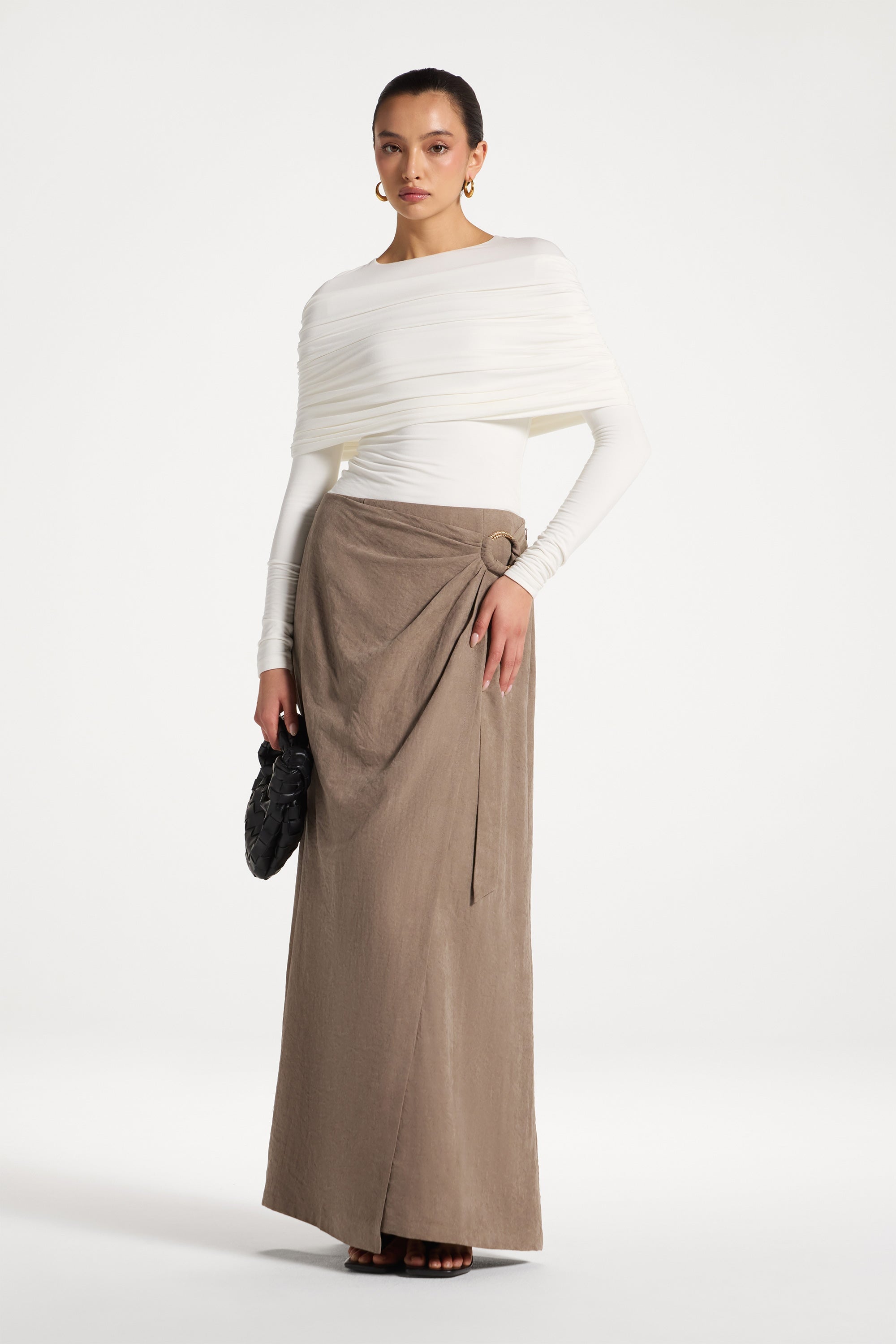 Suede Wrap Skirt - Pebble Abayas Veiled